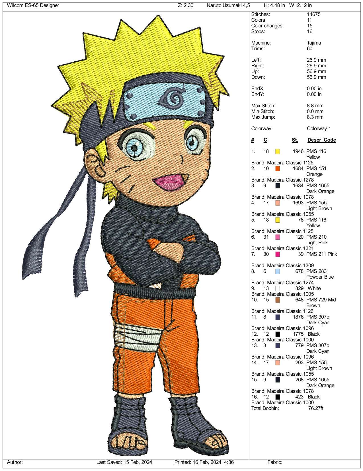 Chibi Naruto v2 Embroidery Design Files - 3 Size's