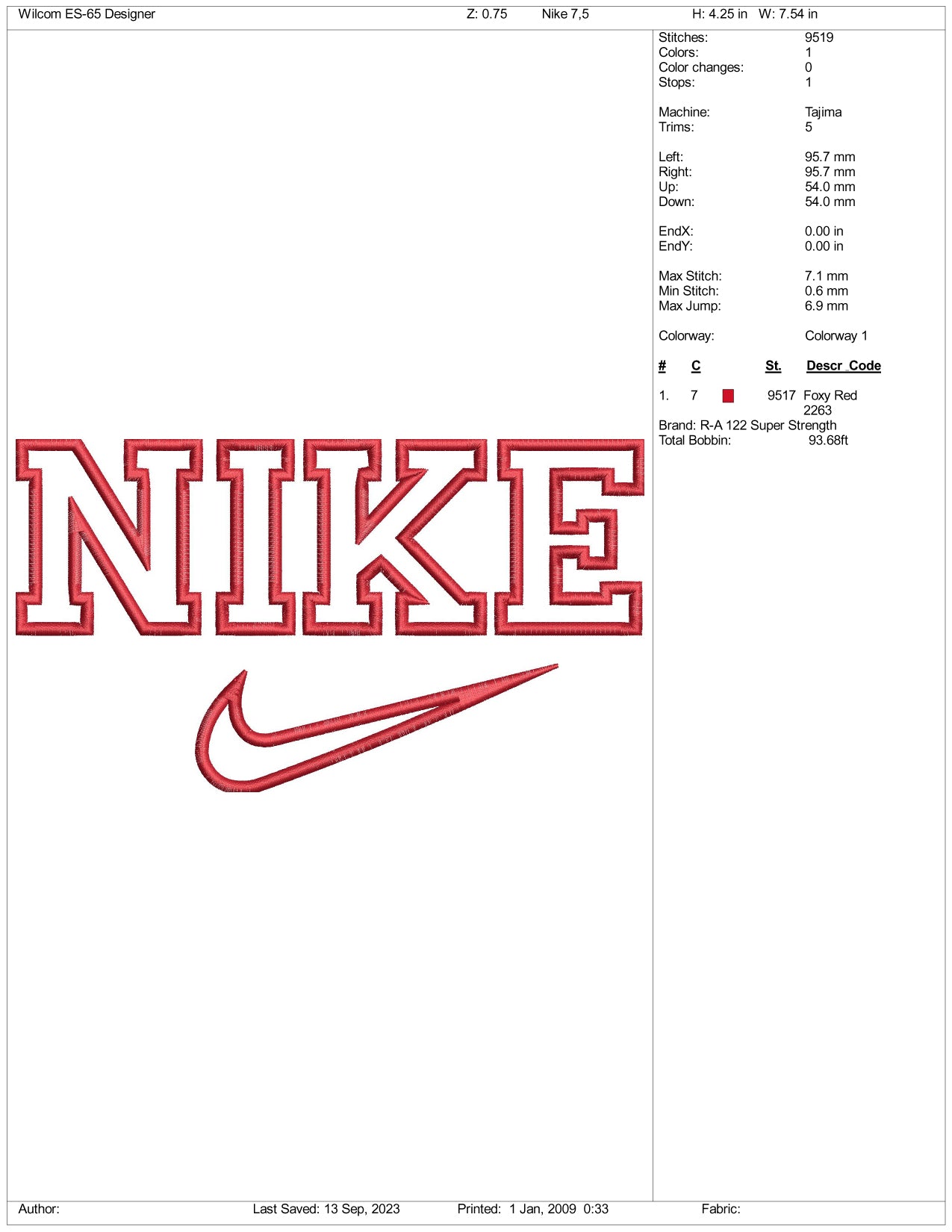 Nike v4 Embroidery Design Files - 3 Size's