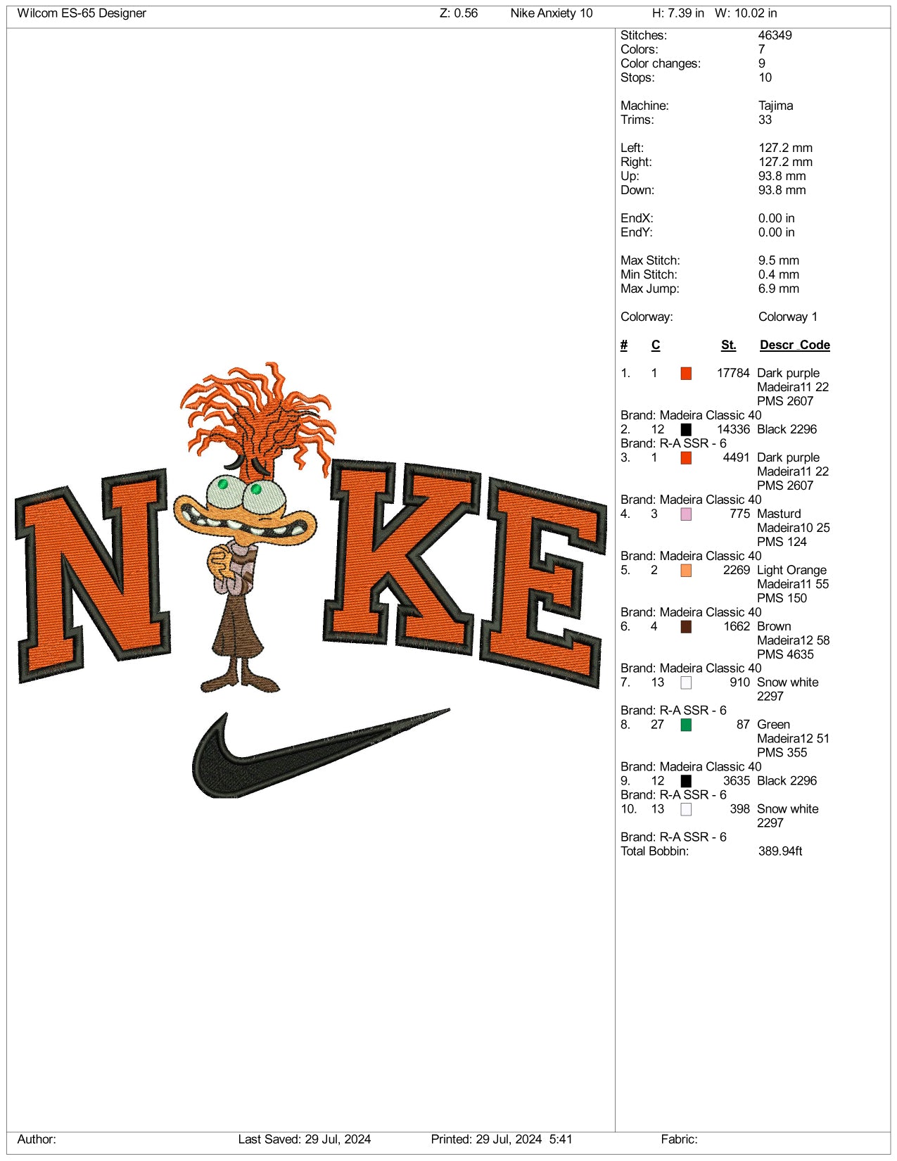 Nike Anxiety Embroidery Design Files - 3 Size's