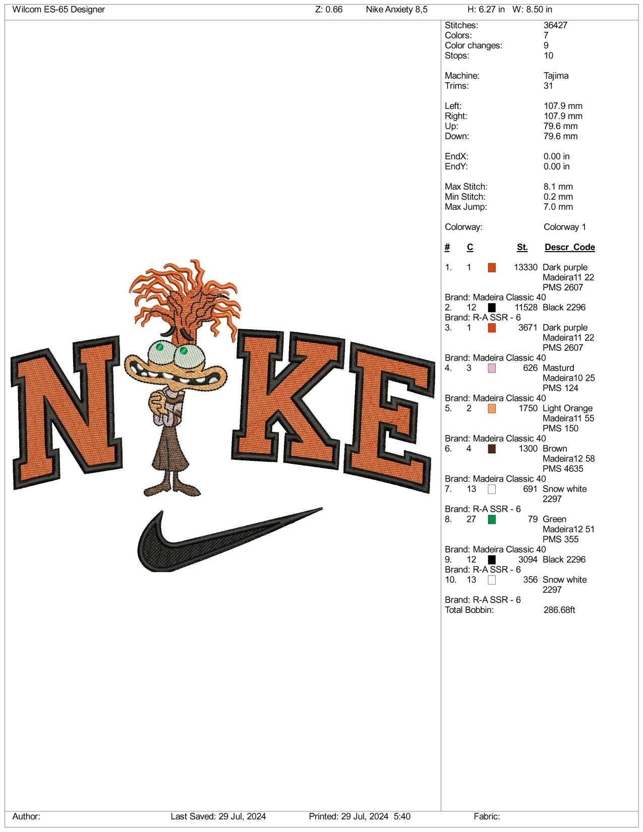 Nike Anxiety Embroidery Design Files - 3 Size's