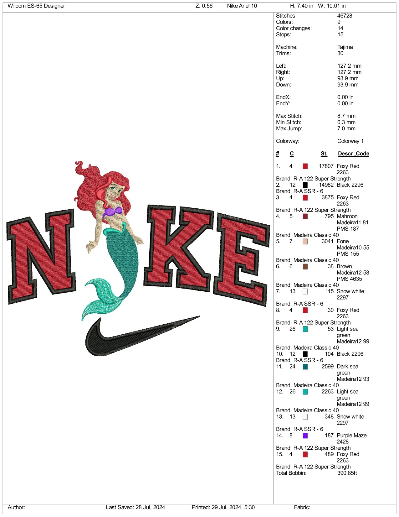 Nike Ariel v4 Embroidery Design Files - 3 Size's