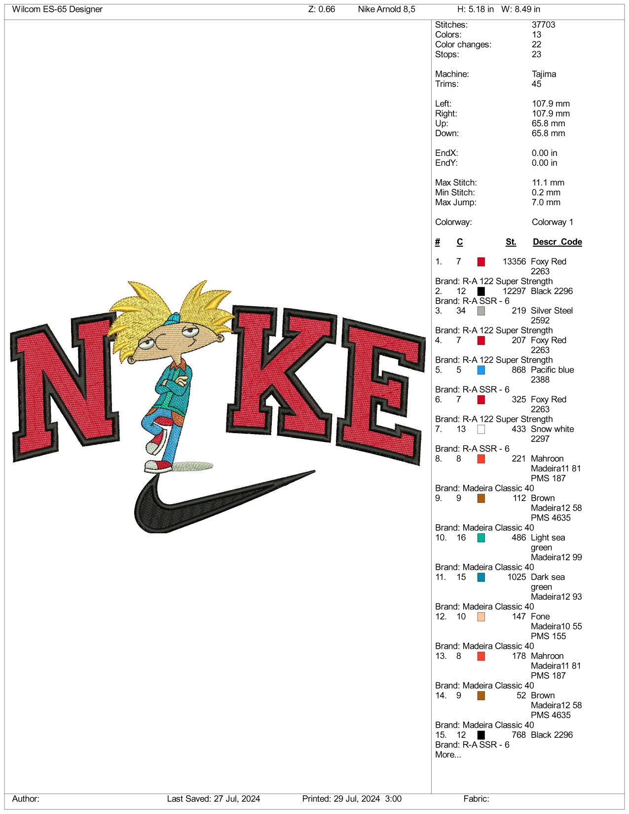 Nike Arnold Embroidery Design Files - 3 Size's