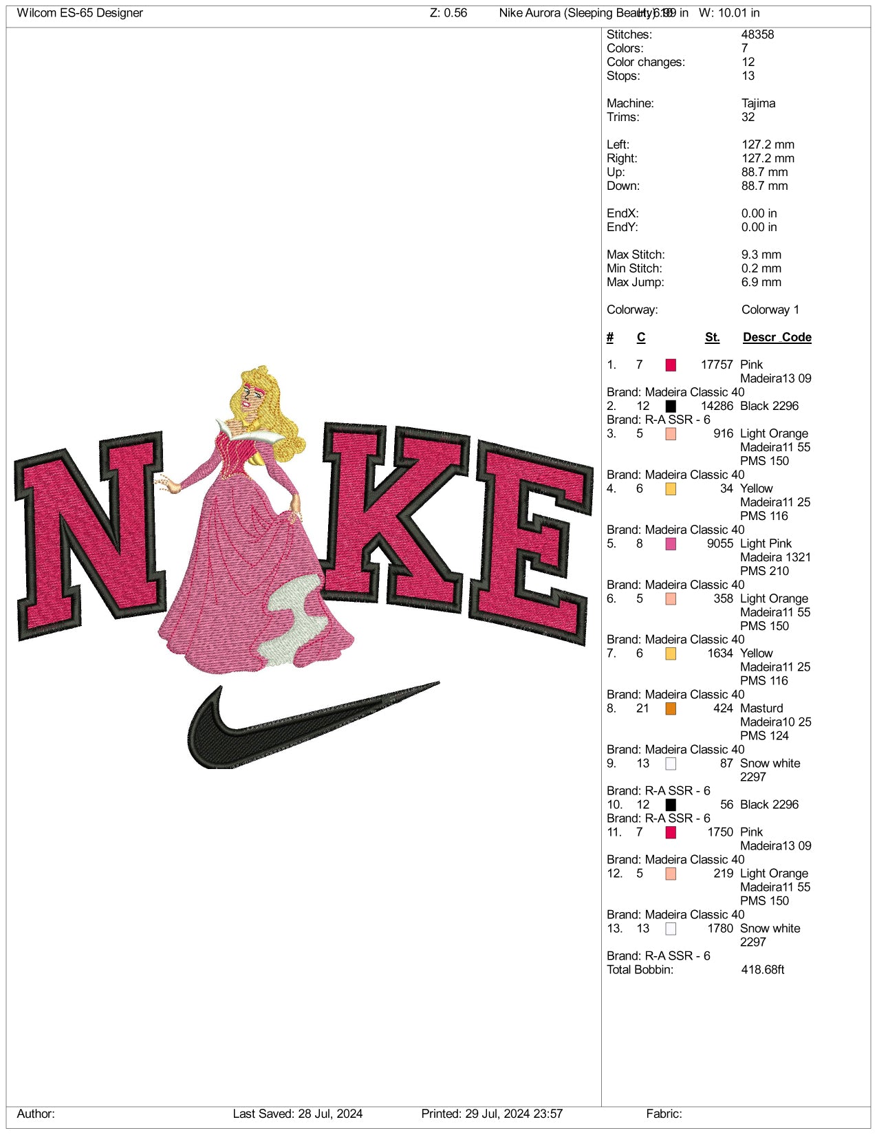 Nike Aurora Embroidery Design Files - 3 Size's