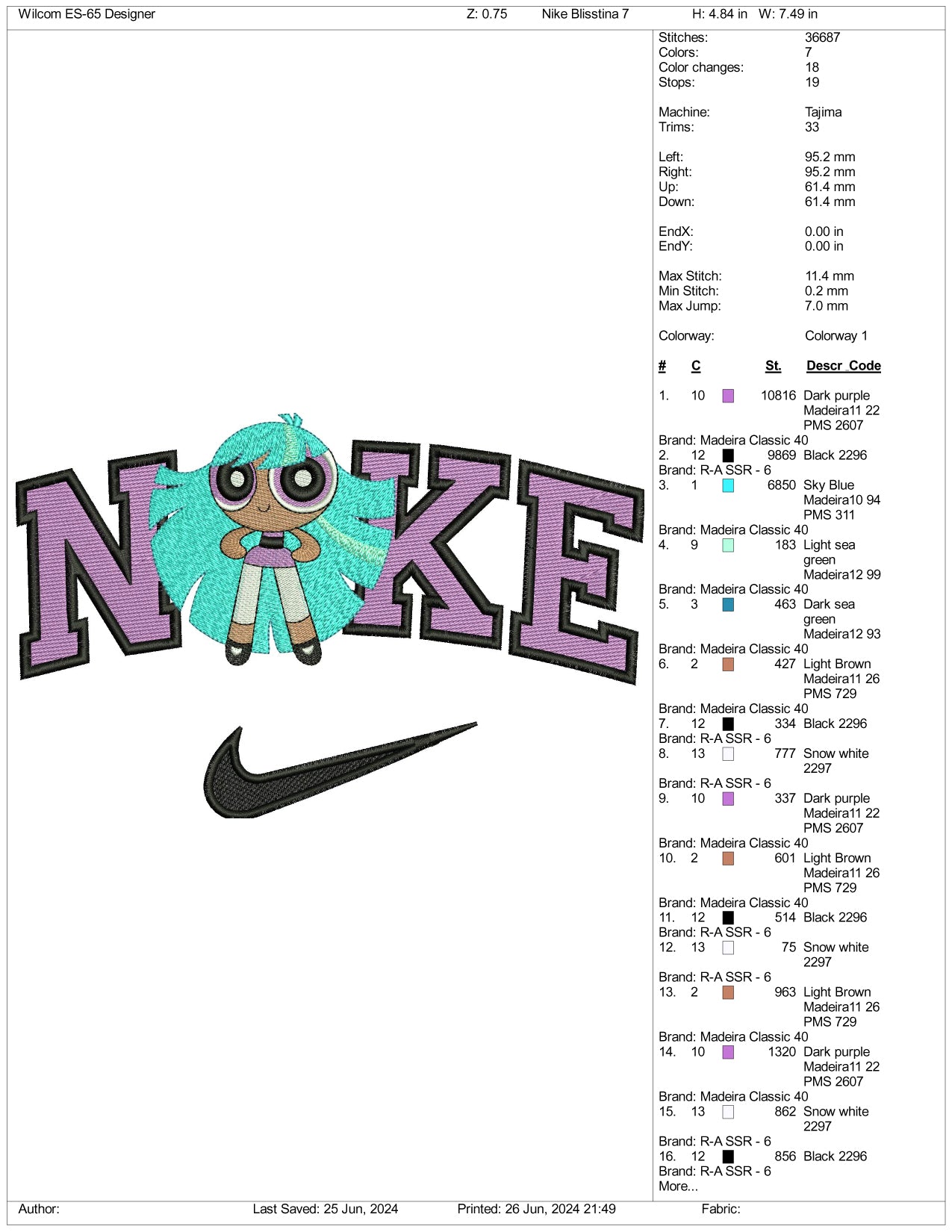 Nike Bliss Embroidery Design Files - 3 Sizes