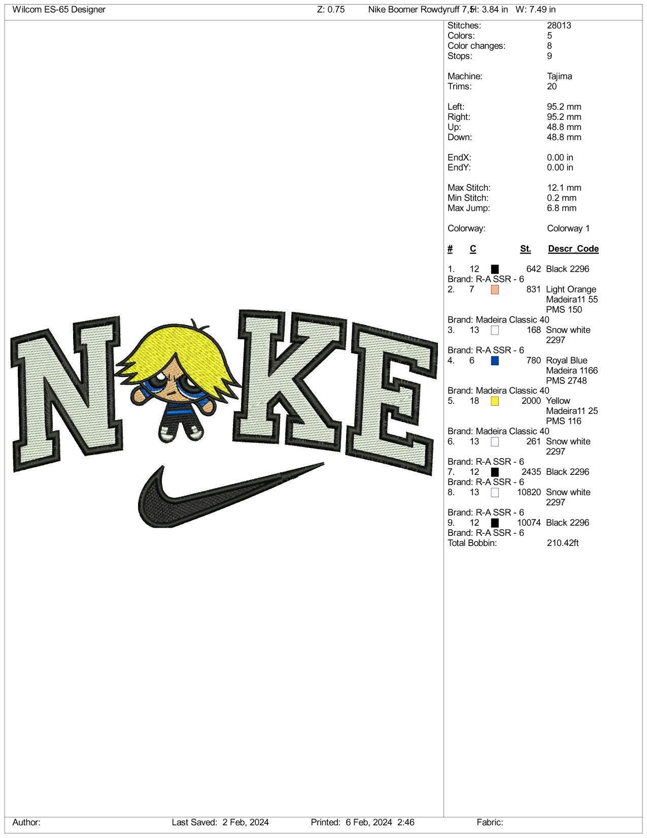 Nike Boomer Embroidery Design Files - 3 Size's