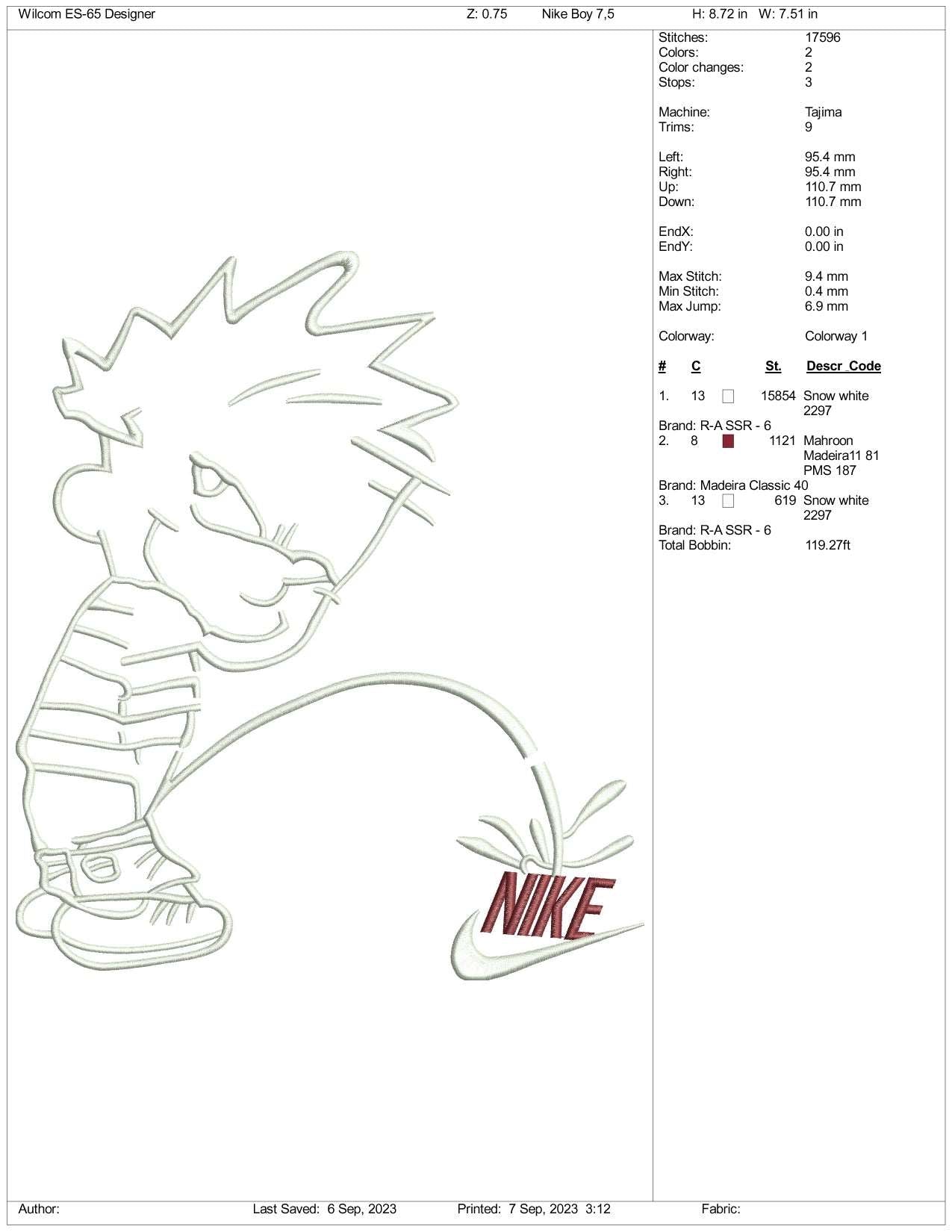 Nike Pee Boy Embroidery Design Files - 3 Size's