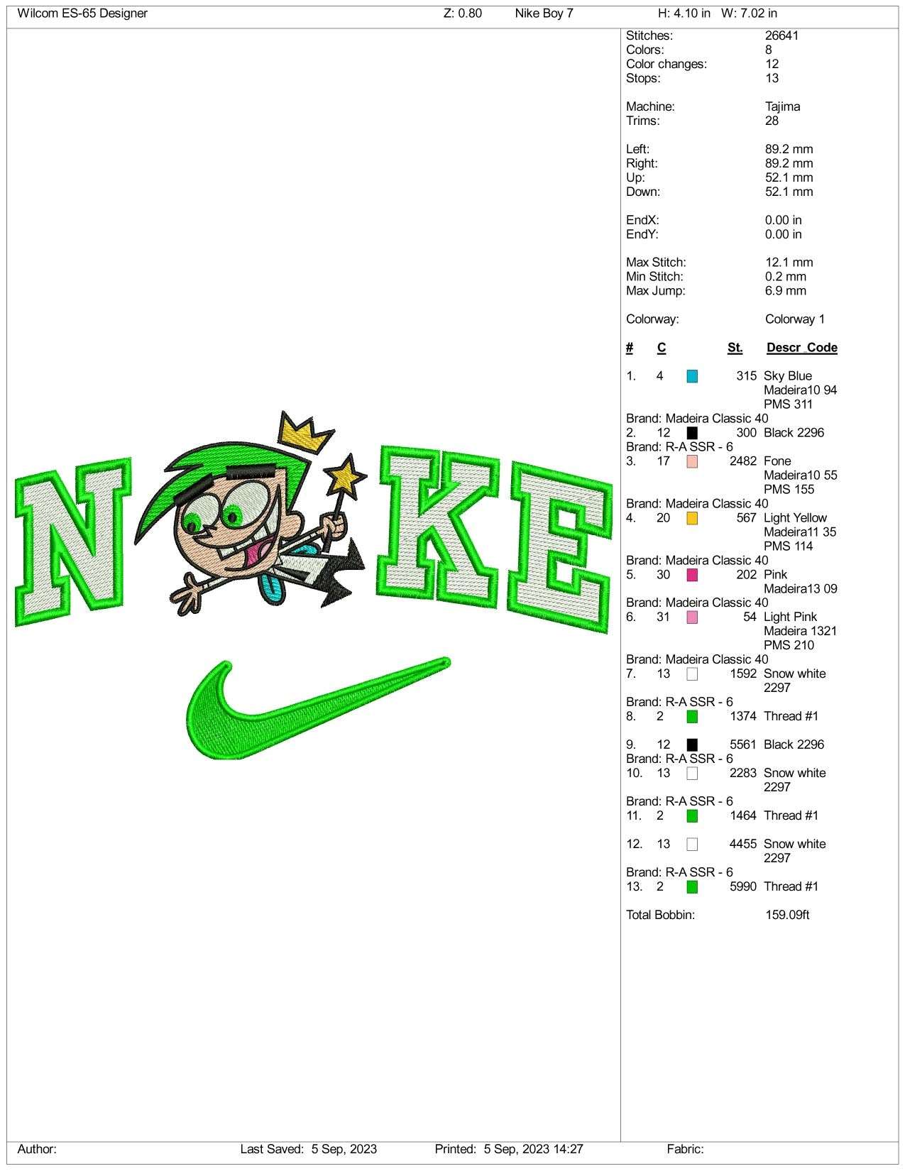 Nike Cosmo Embroidery Design Files - 3 Size's