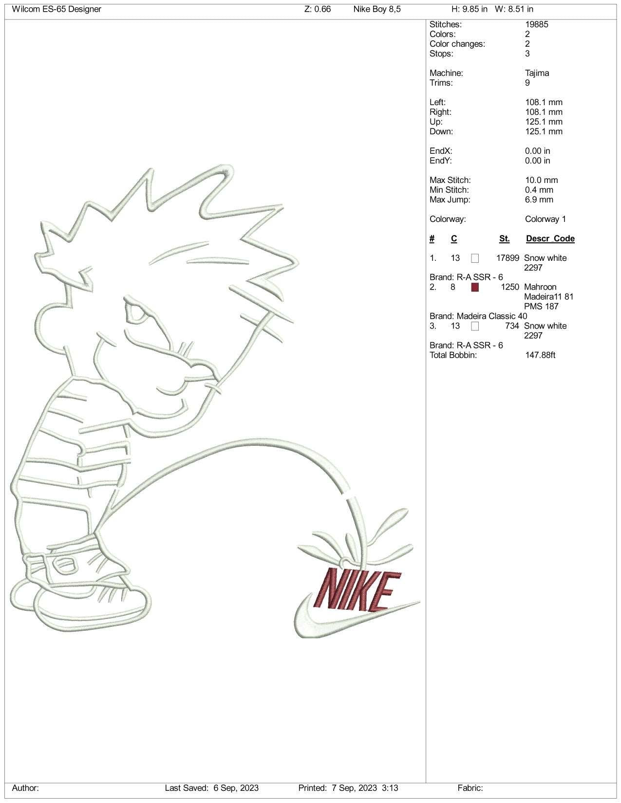 Nike Pee Boy Embroidery Design Files - 3 Size's