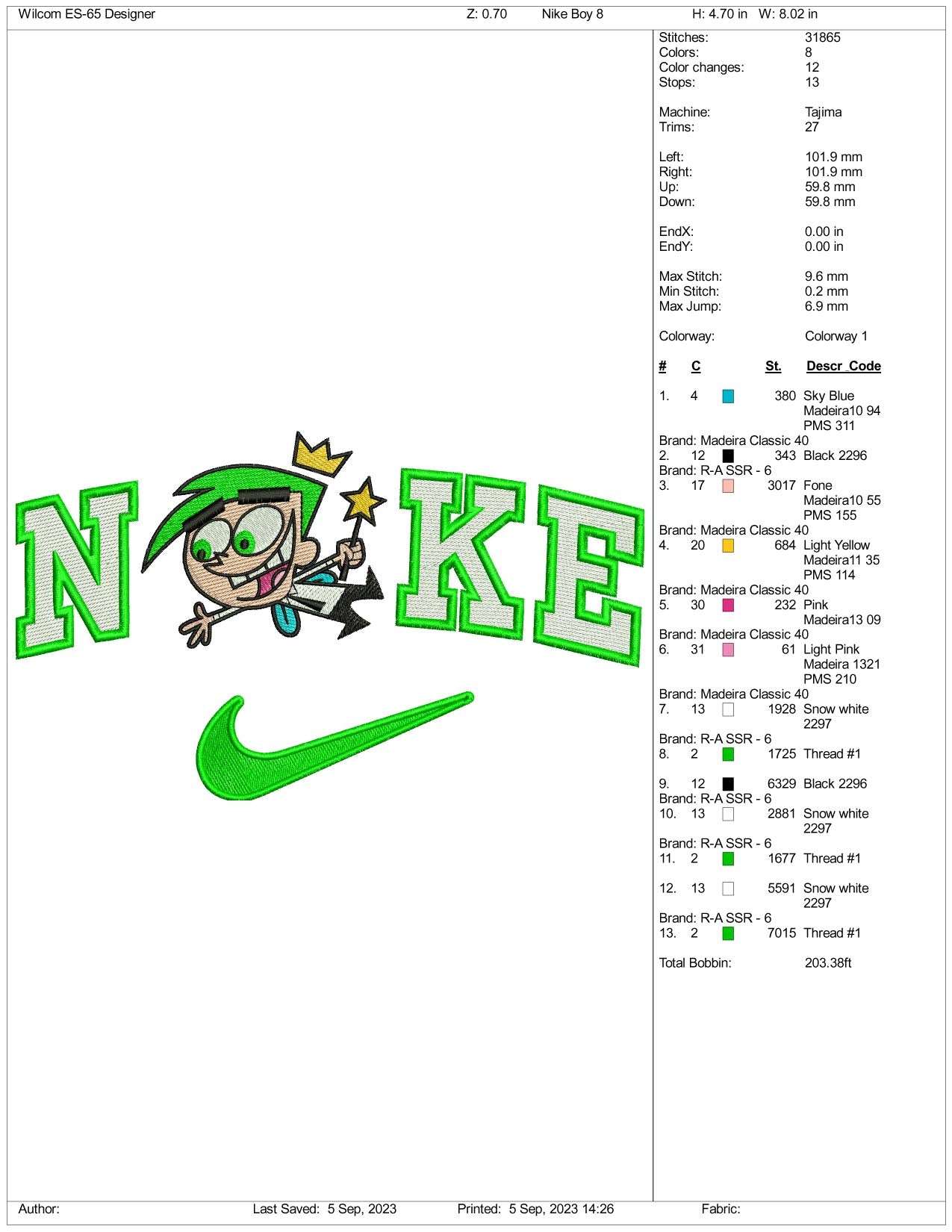 Nike Cosmo Embroidery Design Files - 3 Size's