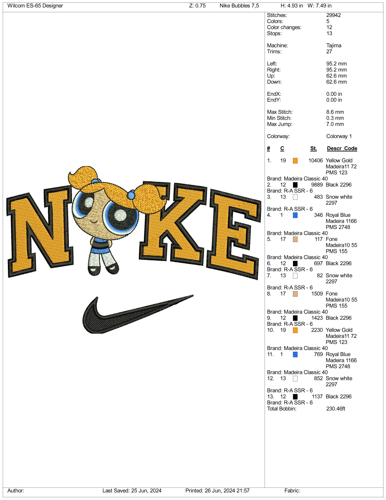 Nike Bubbles Embroidery Design Files - 3 Sizes