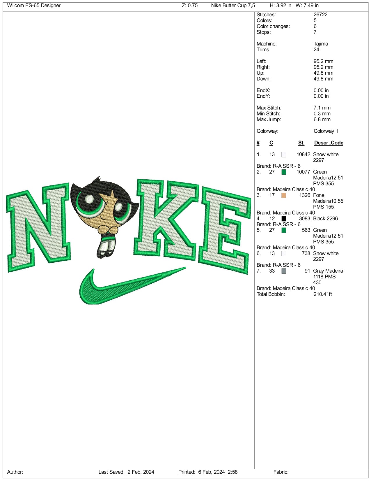 Nike Buttercup Embroidery Design Files - 3 Size's