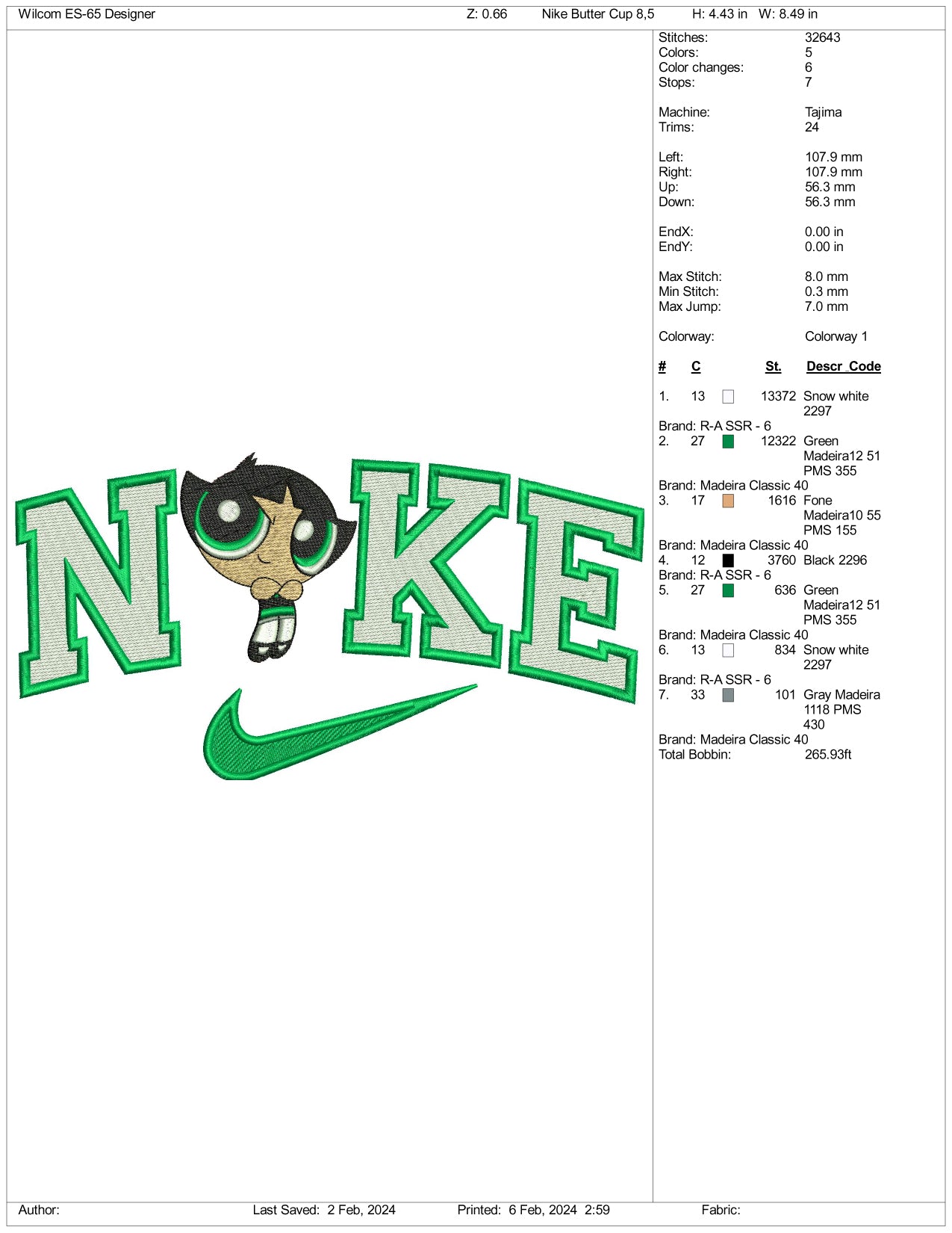 Nike Buttercup Embroidery Design Files - 3 Size's