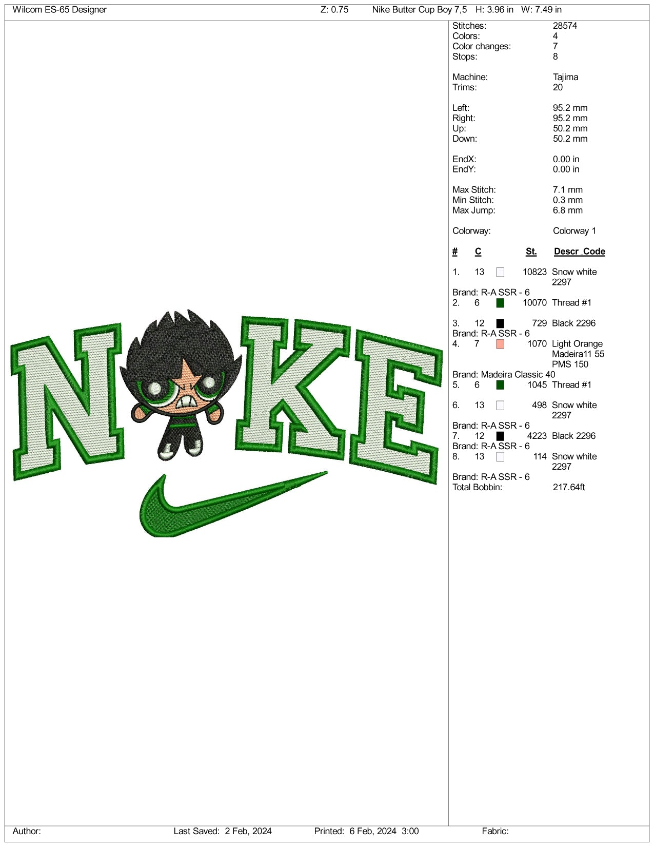 Nike Butch Embroidery Design Files - 3 Size's