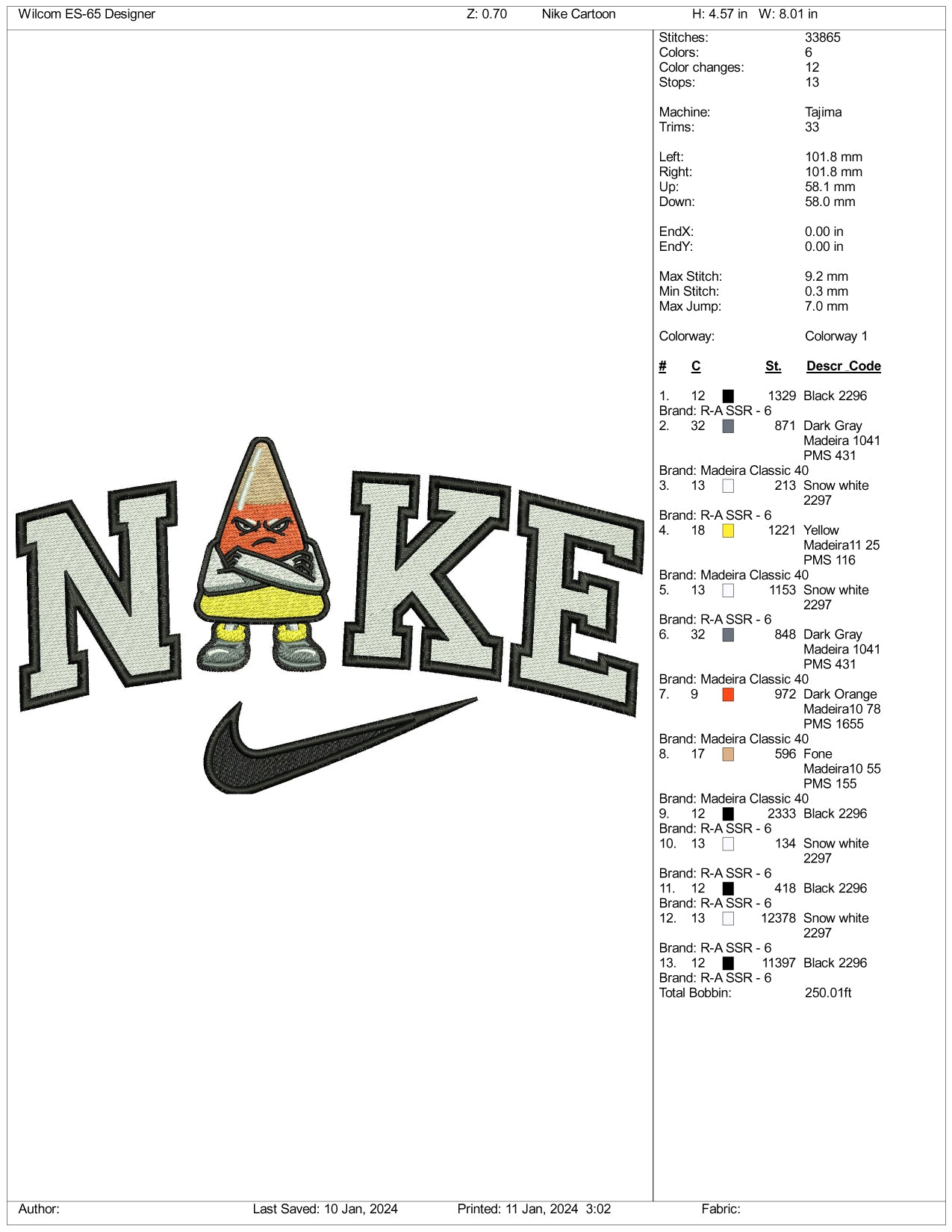 Nike Angry Pencil Embroidery Design Files - 3 Size's