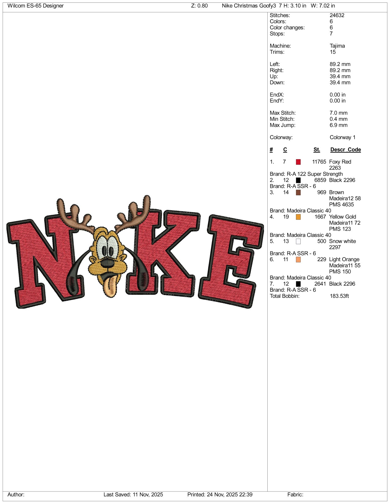 Nike Pluto v3 Embroidery Design Files - 3 Size's