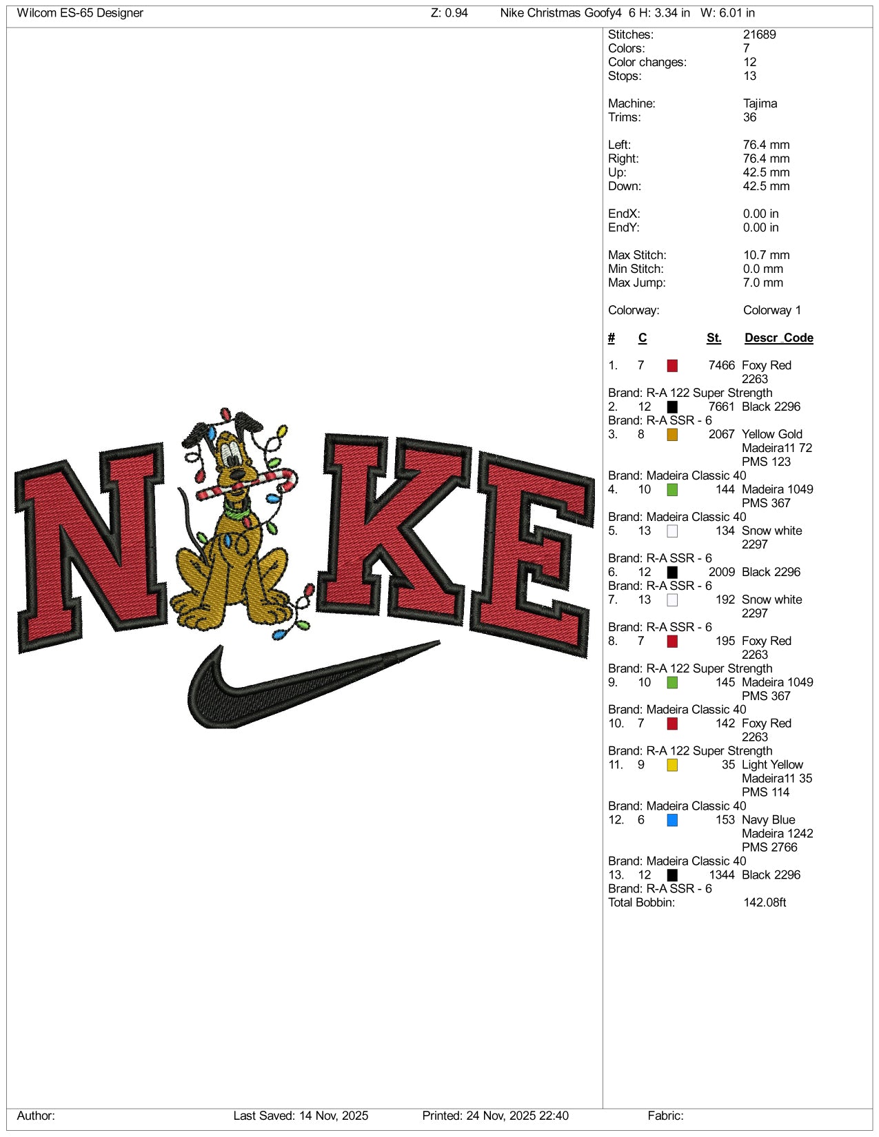 Nike Pluto v4 Embroidery Design Files - 3 Size's