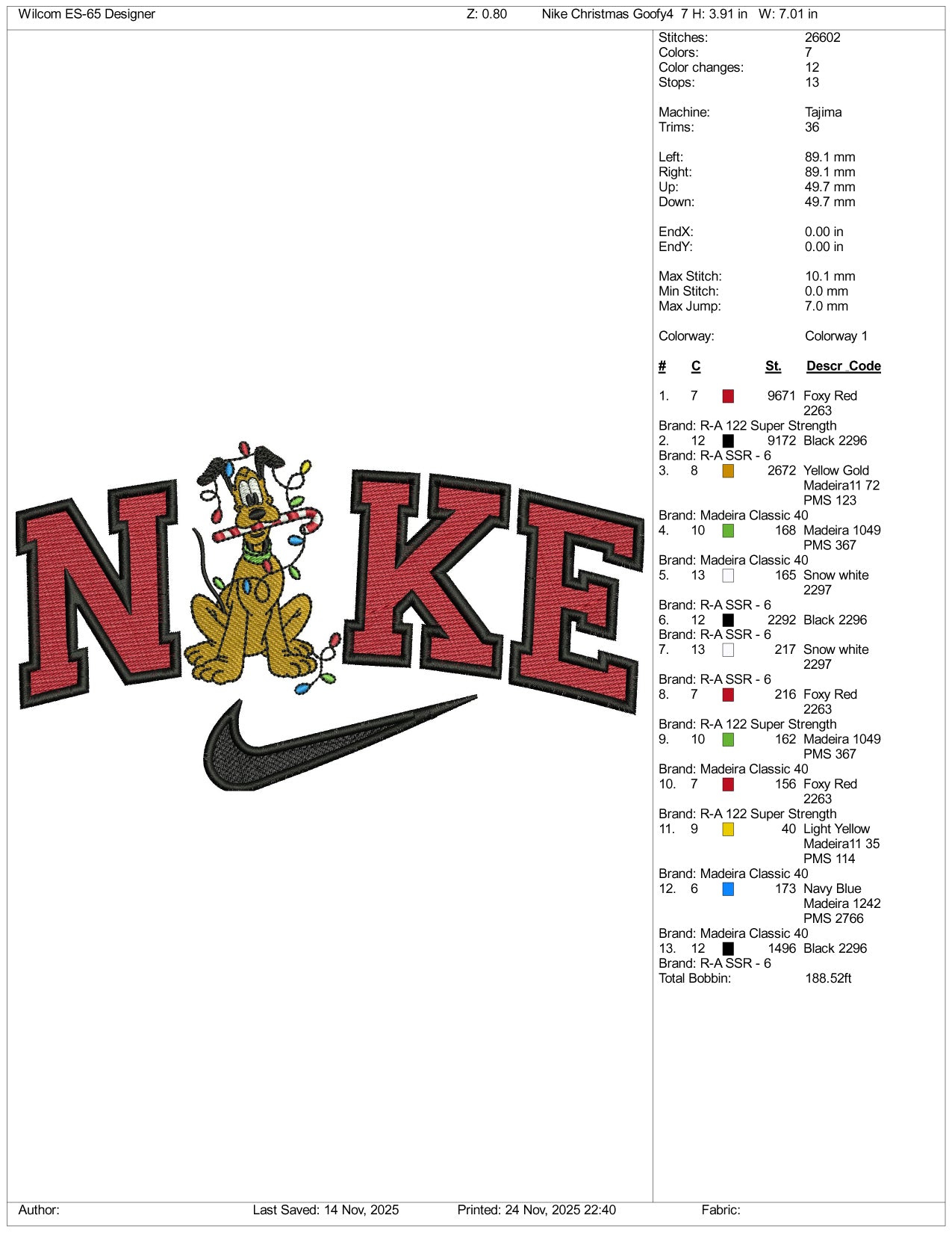 Nike Pluto v4 Embroidery Design Files - 3 Size's