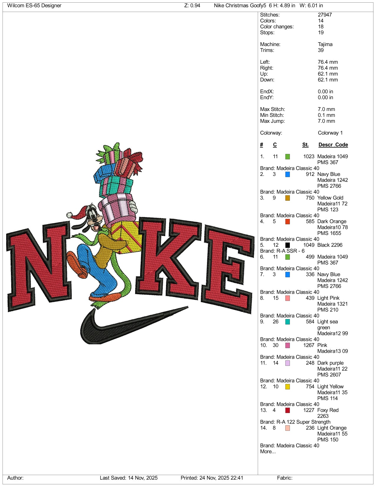 Nike Goofy v3 Embroidery Design Files - 3 Size's