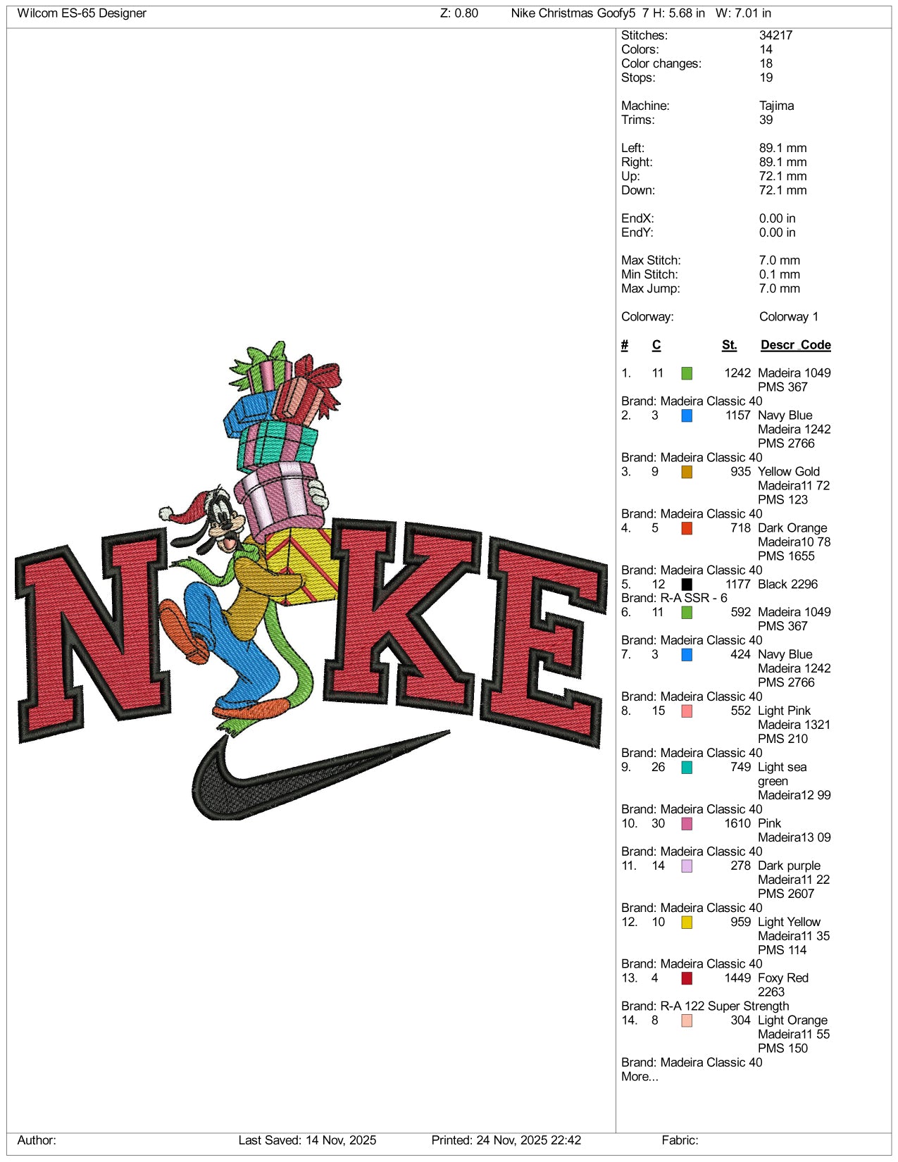 Nike Goofy v3 Embroidery Design Files - 3 Size's