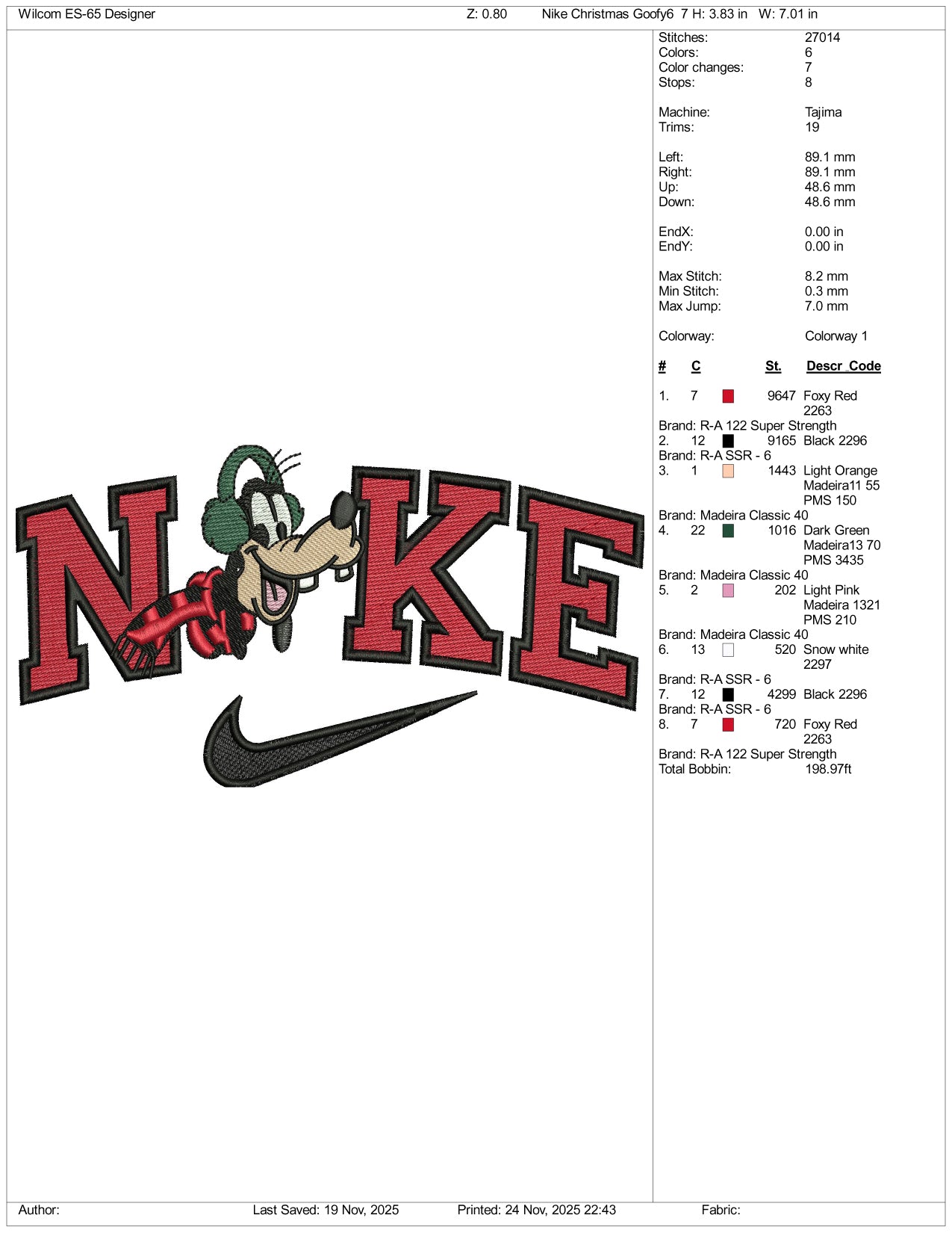 Nike Goofy v4 Embroidery Design Files - 1 Size