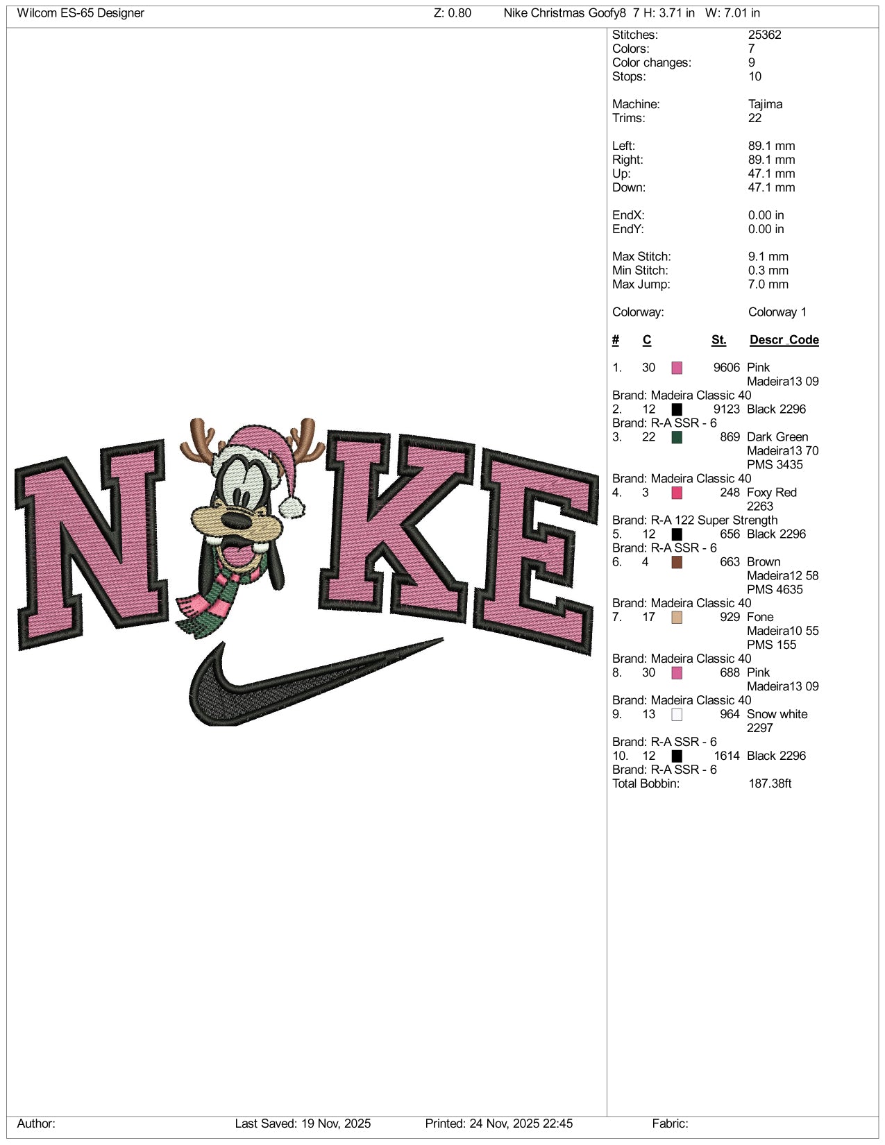 Nike Goofy v5 Duck Embroidery Design Files - 3 Size's
