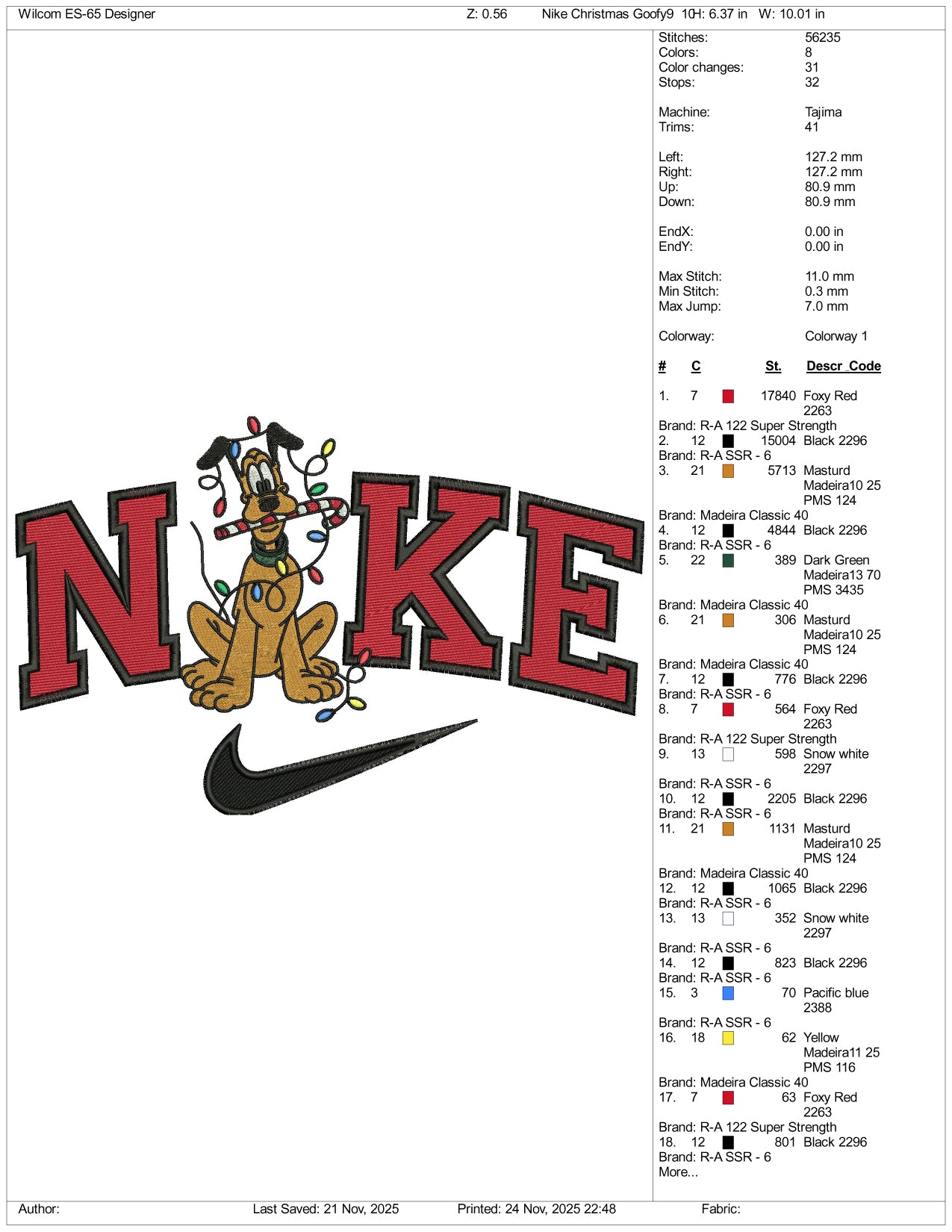 Nike Pluto v6 Embroidery Design Files - 3 Size's