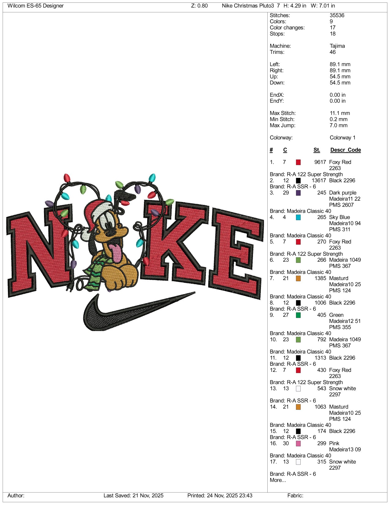 Nike Pluto v9 Embroidery Design Files - 3 Size's