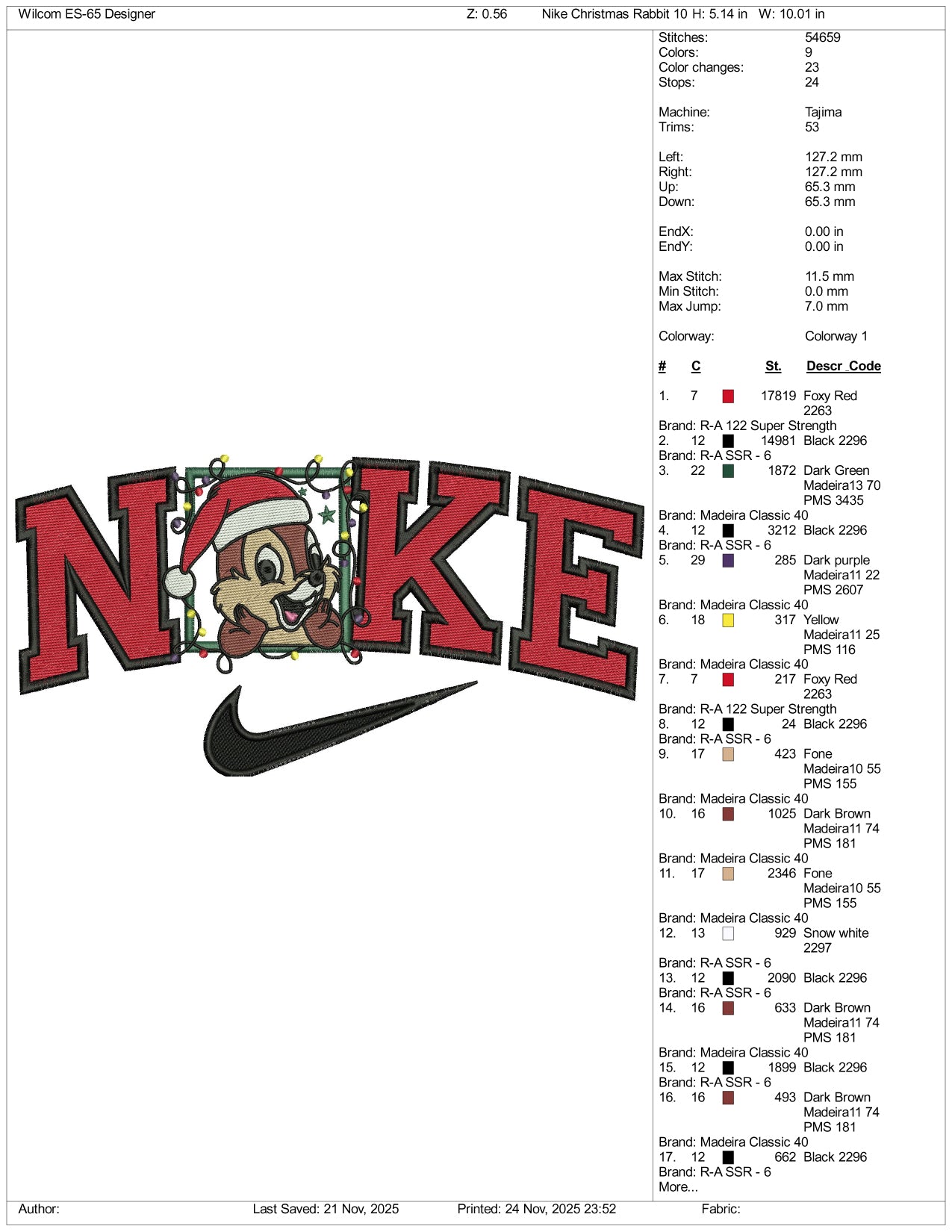 Nike Dale v3 Embroidery Design Files - 3 Size's