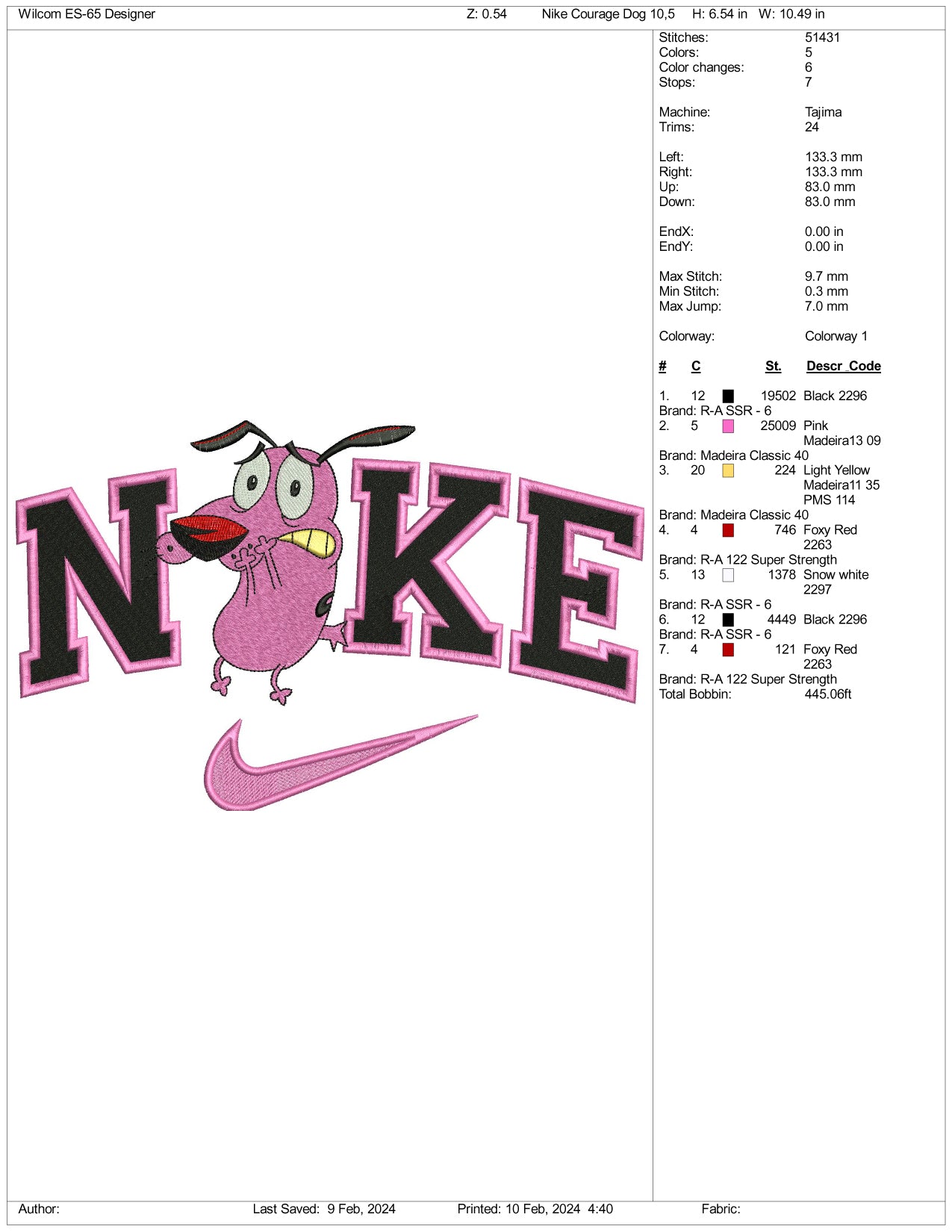 Nike Courage v2 Embroidery Design Files - 3 Size's