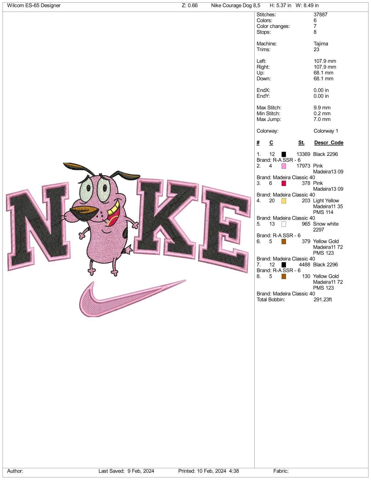 Nike Courage  Embroidery Design Files - 3 Size's