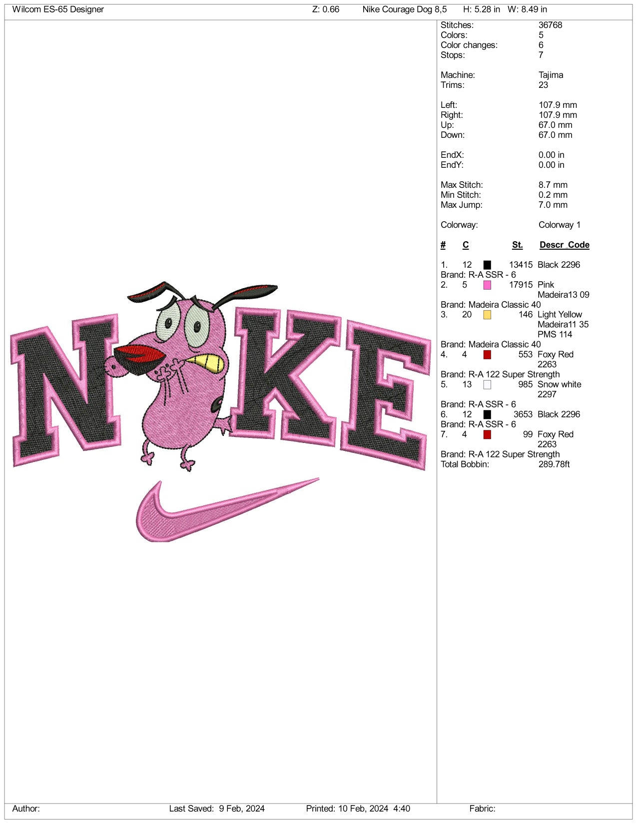 Nike Courage v2 Embroidery Design Files - 3 Size's