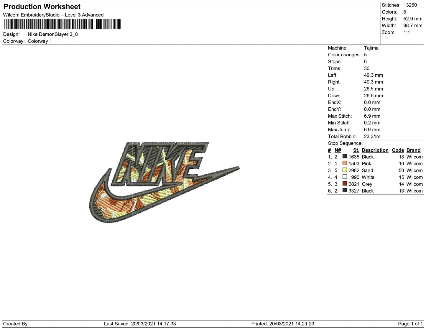 Demon Slayer Swoosh Embroidery Design Files - 4 Size's