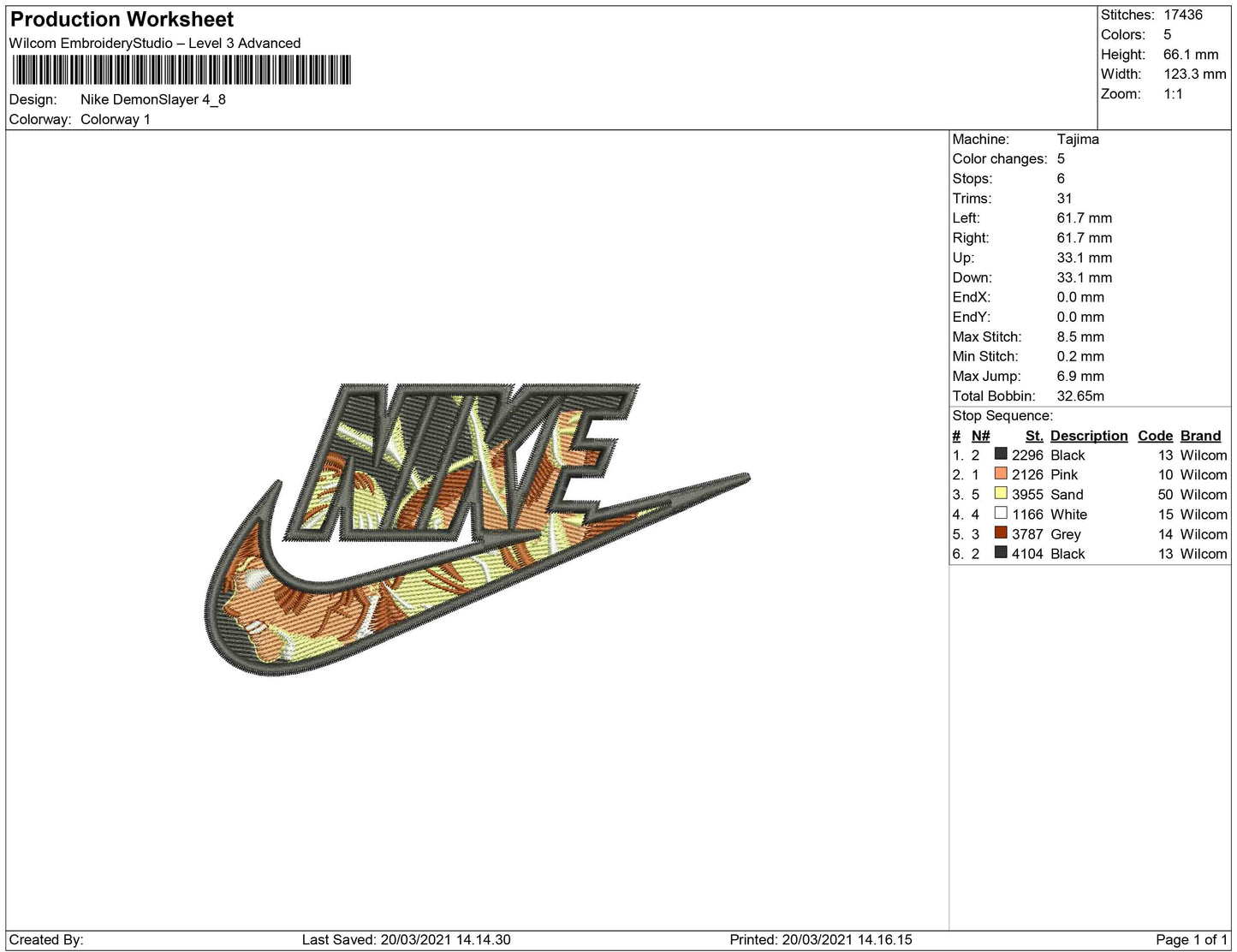 Demon Slayer Swoosh Embroidery Design Files - 4 Size's