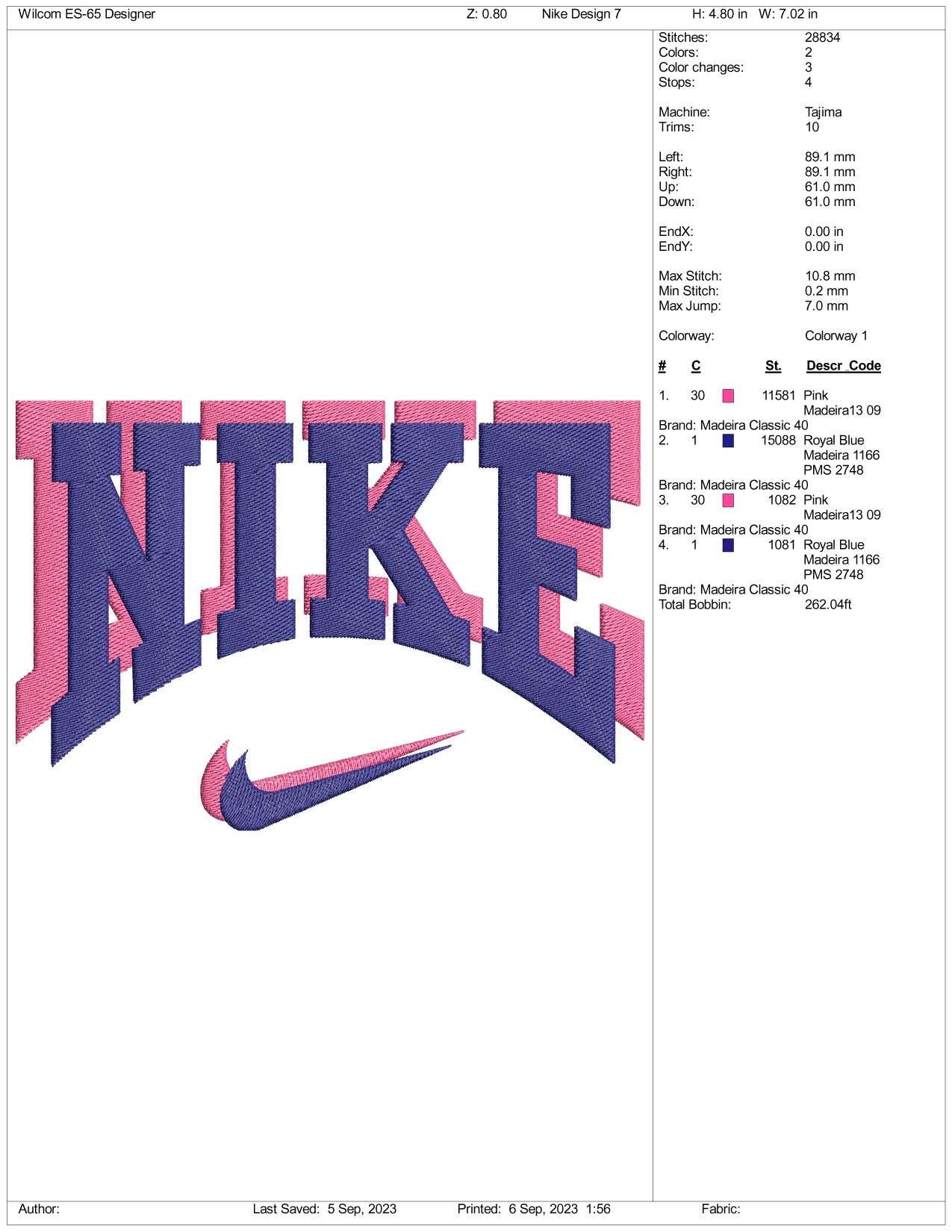 Nike Embroidery Design Files - 3 Size's