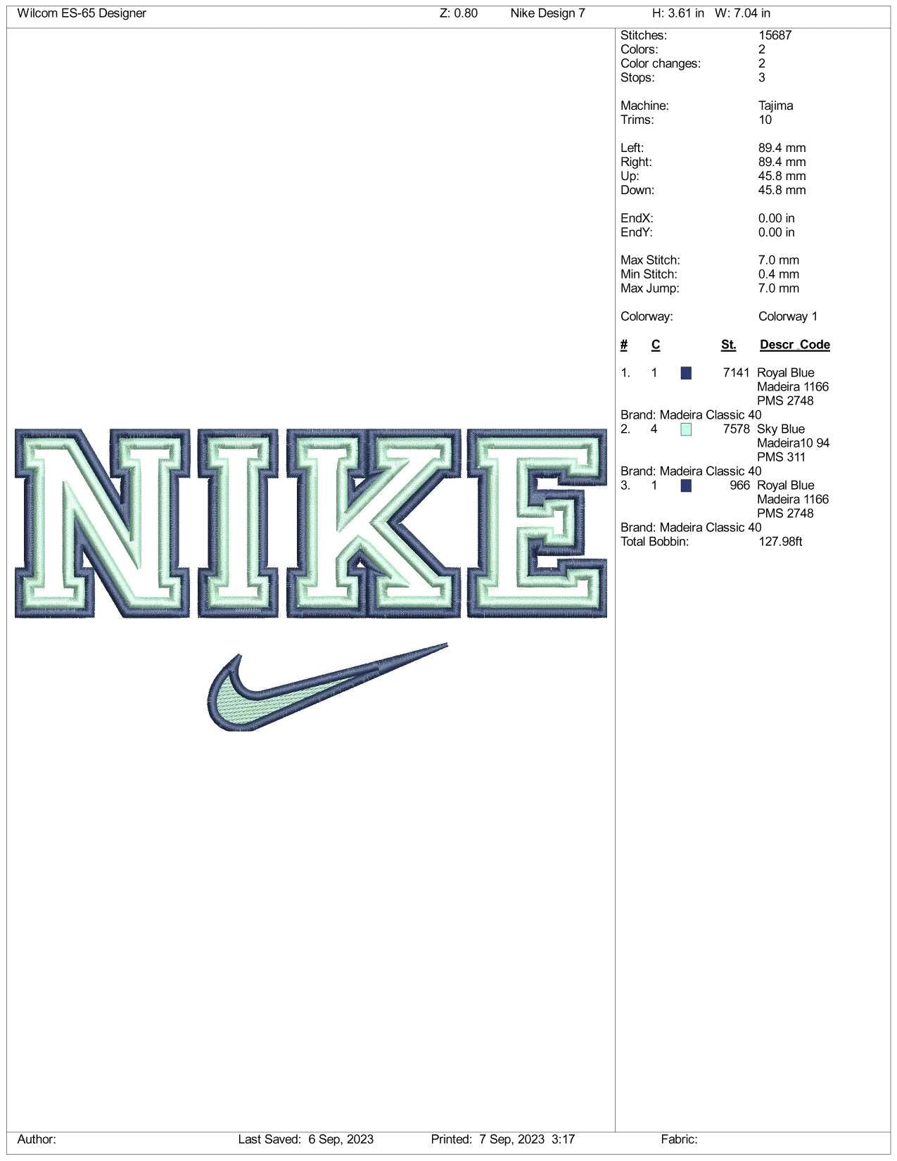 Nike v3 Embroidery Design Files - 3 Size's