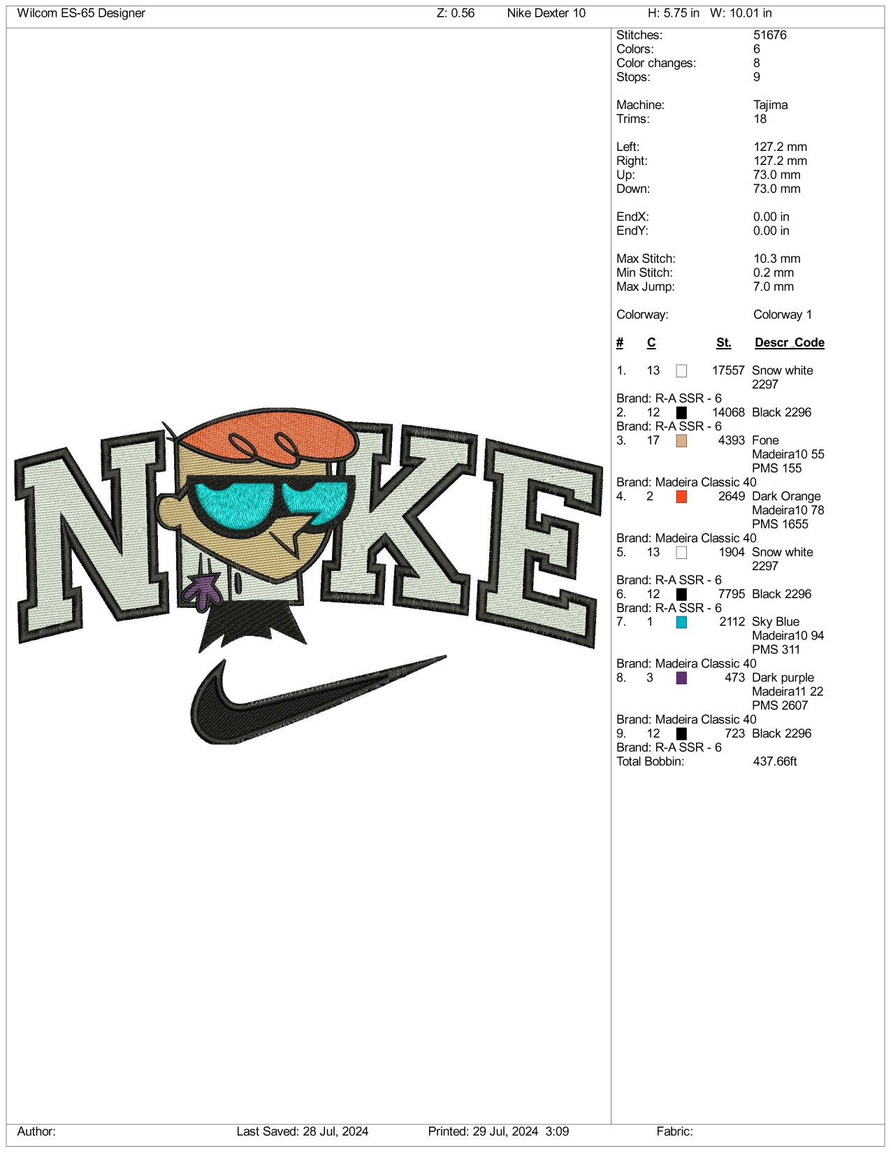 Nike Dexter Embroidery Design Files - 3 Size's