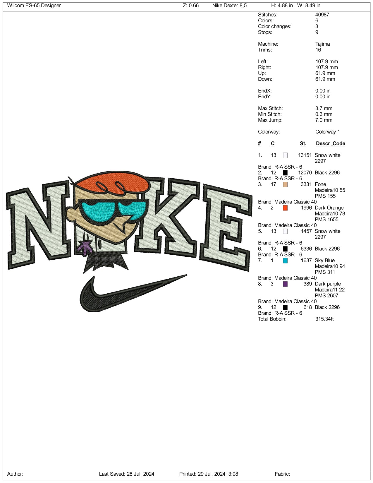 Nike Dexter Embroidery Design Files - 3 Size's