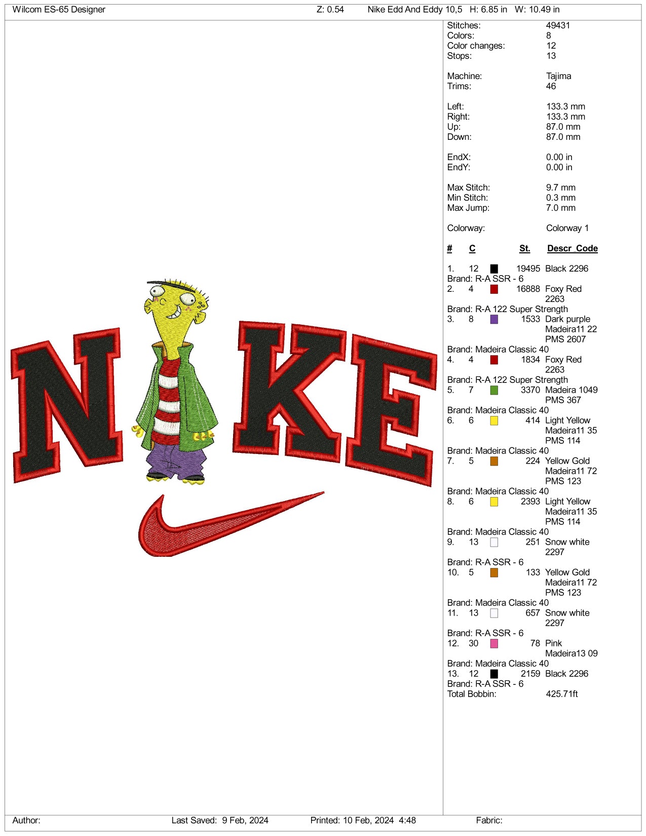 Nike Ed Embroidery Design Files - 3 Size's