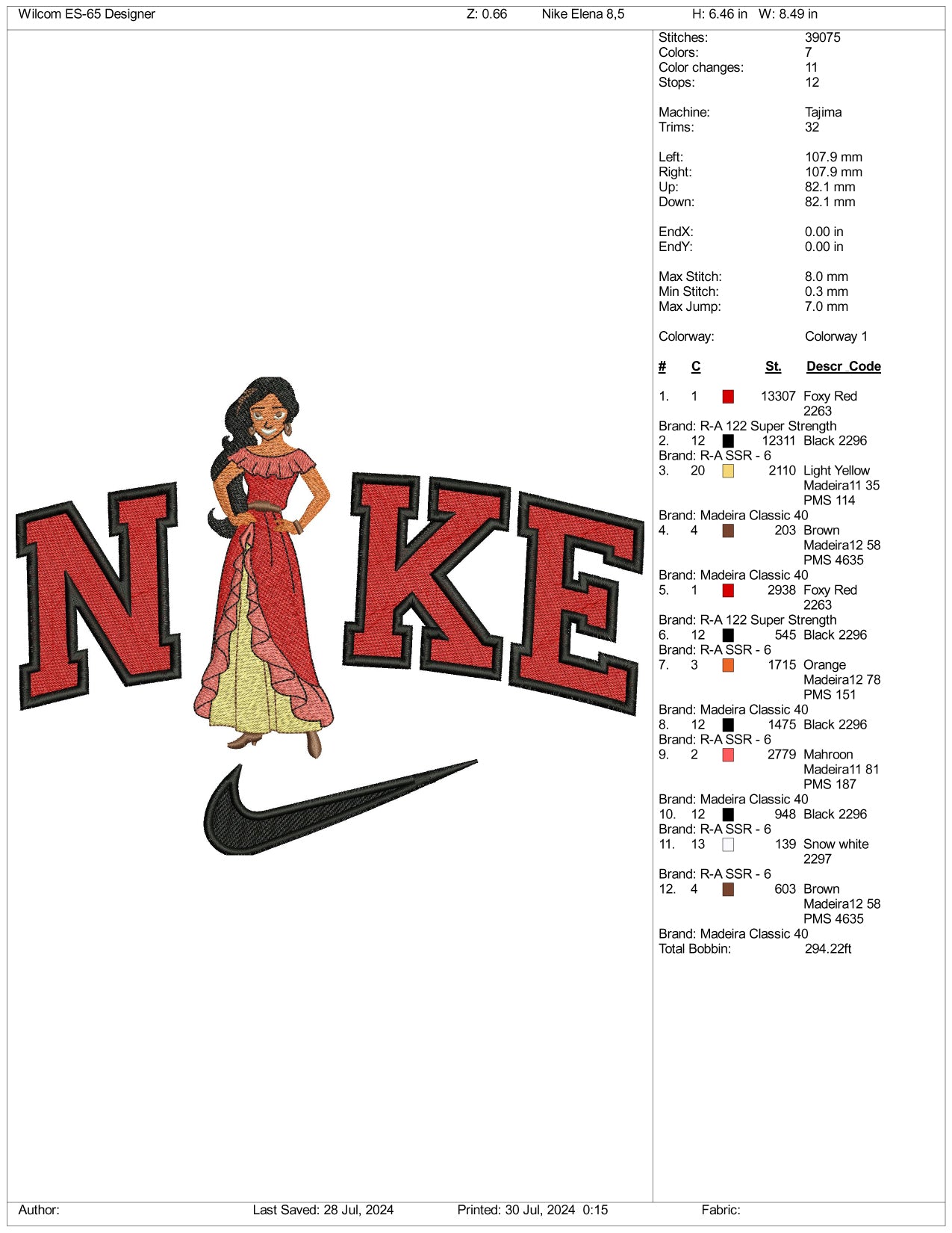 Nike Elena Embroidery Design Files - 3 Size's