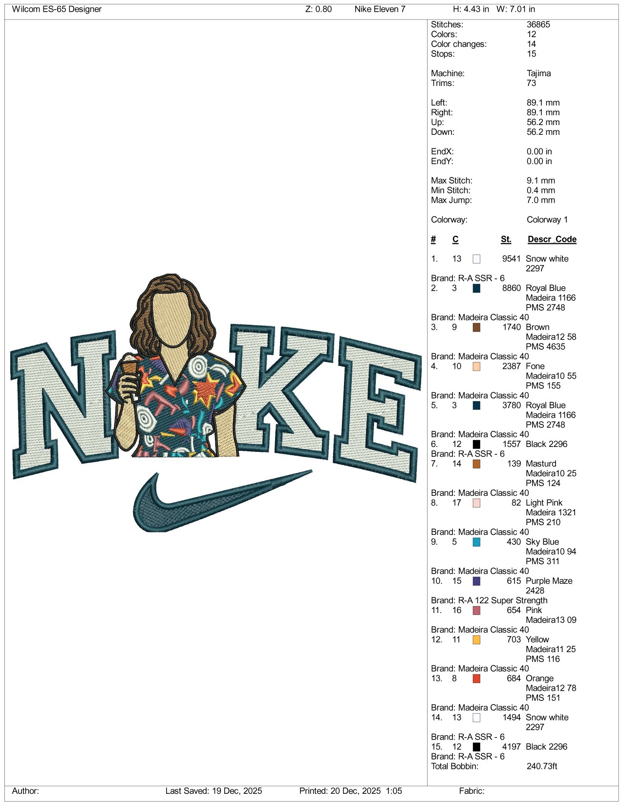 Nike Eleven Stranger Things Embroidery Design Files - 4 Size's