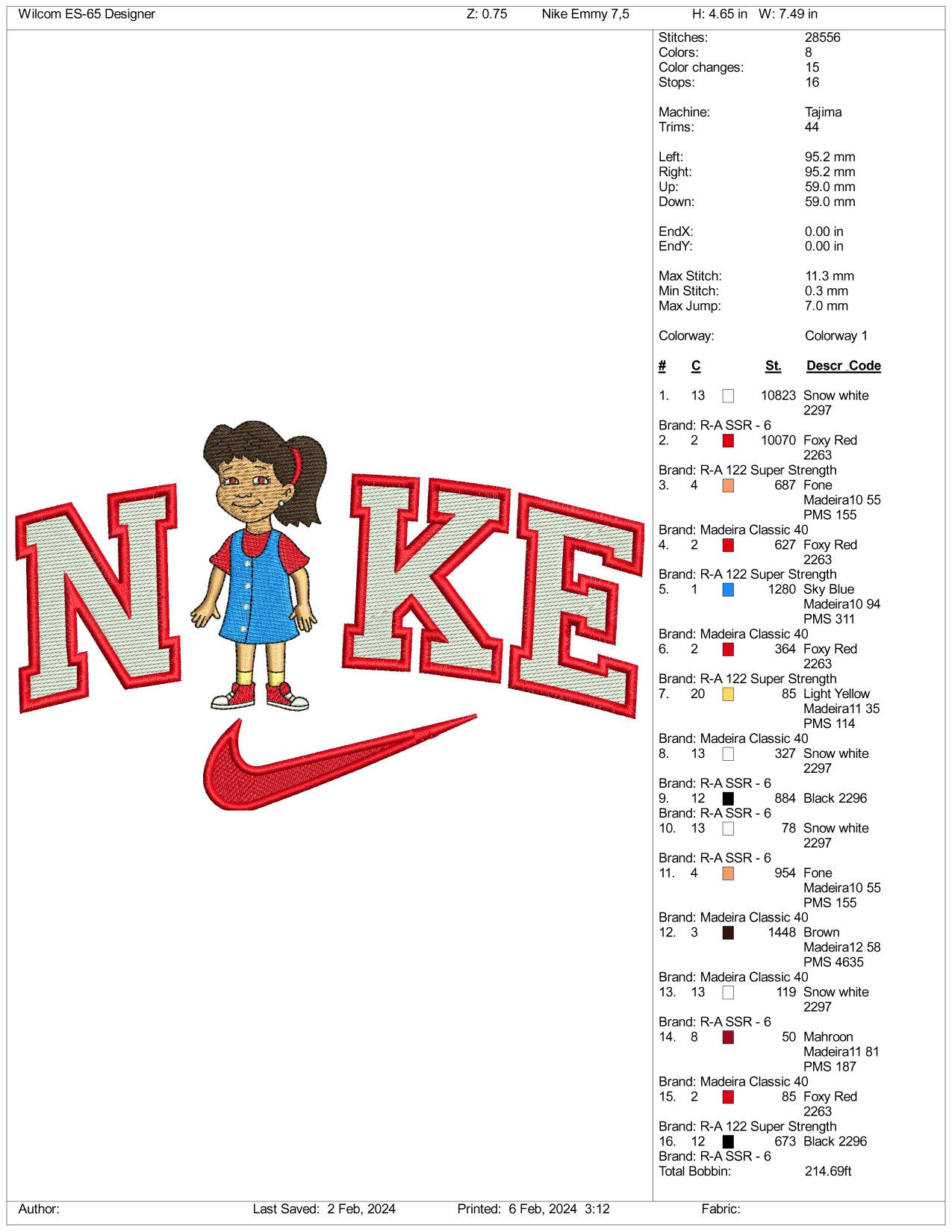 Nike Dragon Tales Emma Embroidery Design Files - 3 Size's