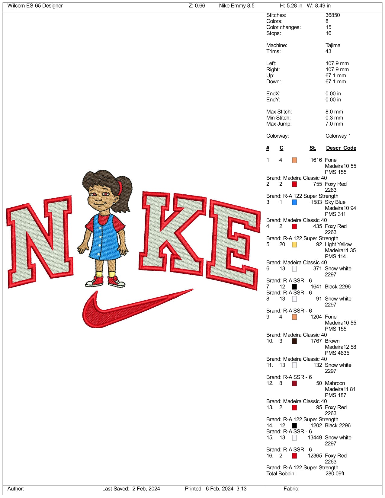 Nike Dragon Tales Emma Embroidery Design Files - 3 Size's