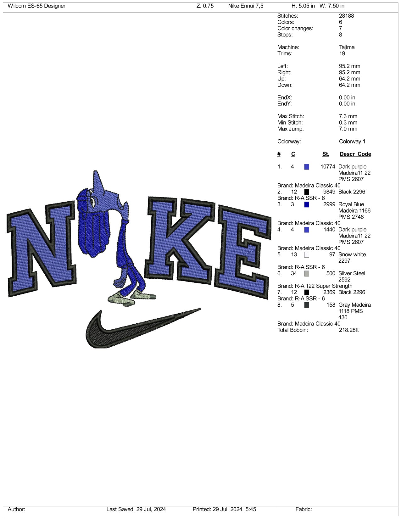 Nike Ennui Embroidery Design Files - 3 Size's