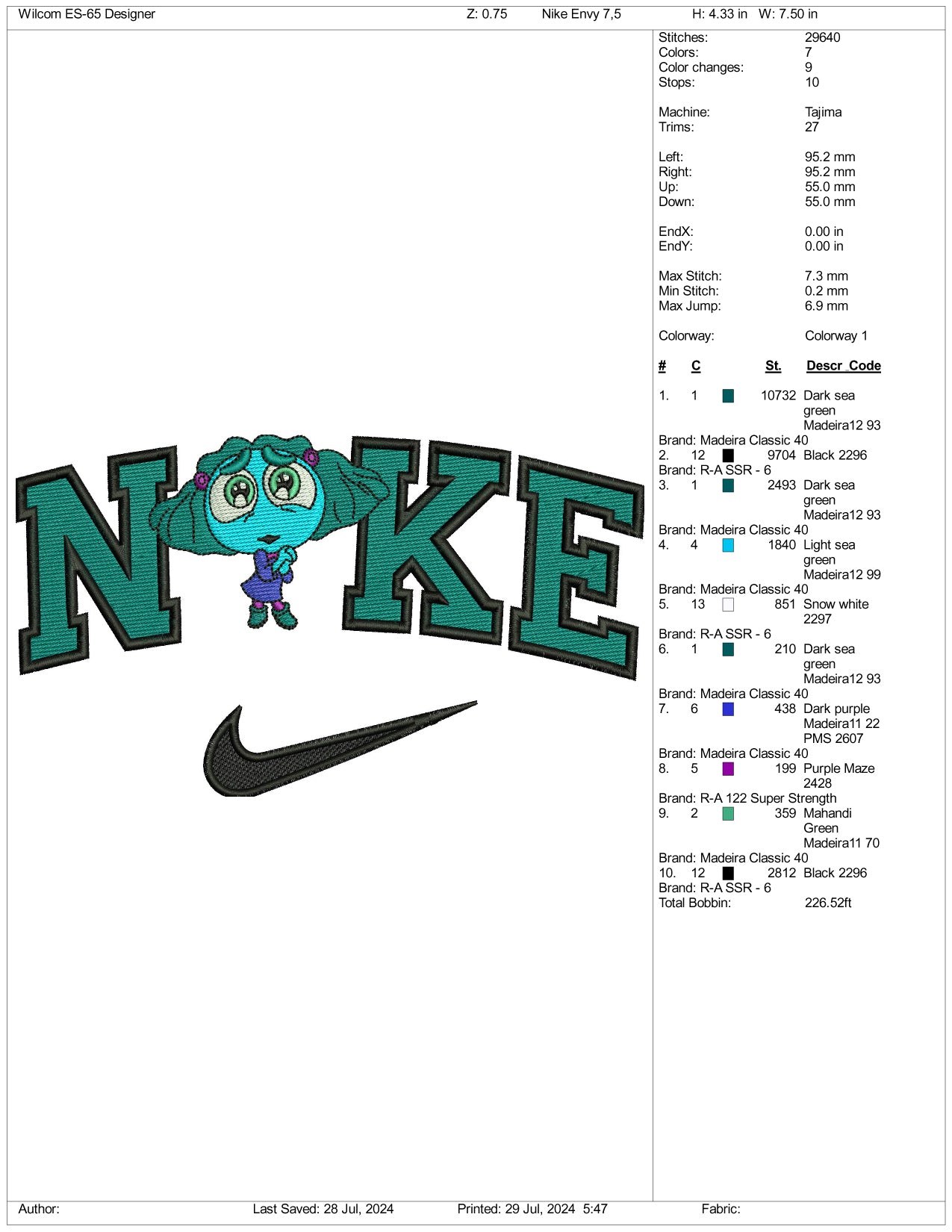 Nike Envy Embroidery Design Files - 3 Size's