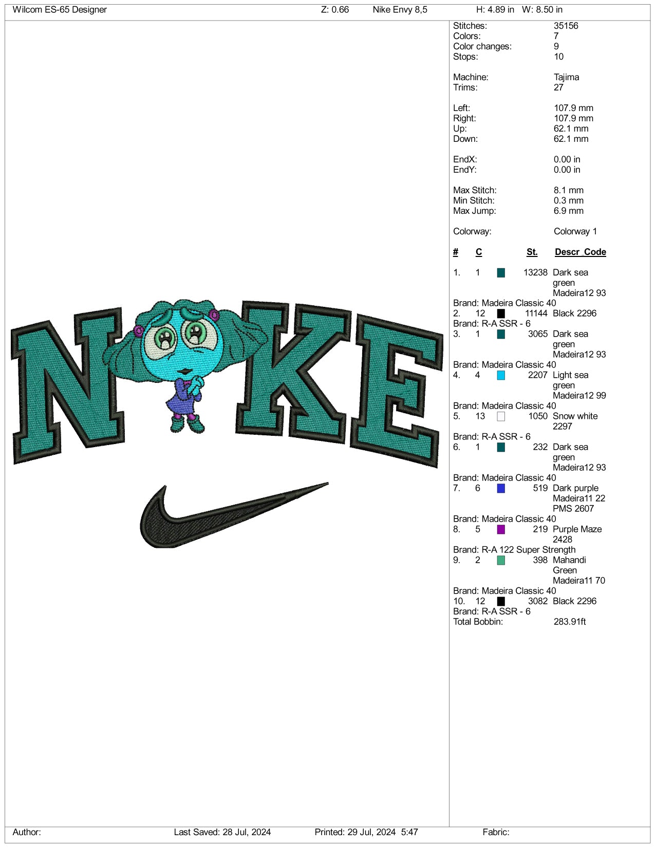 Nike Envy Embroidery Design Files - 3 Size's