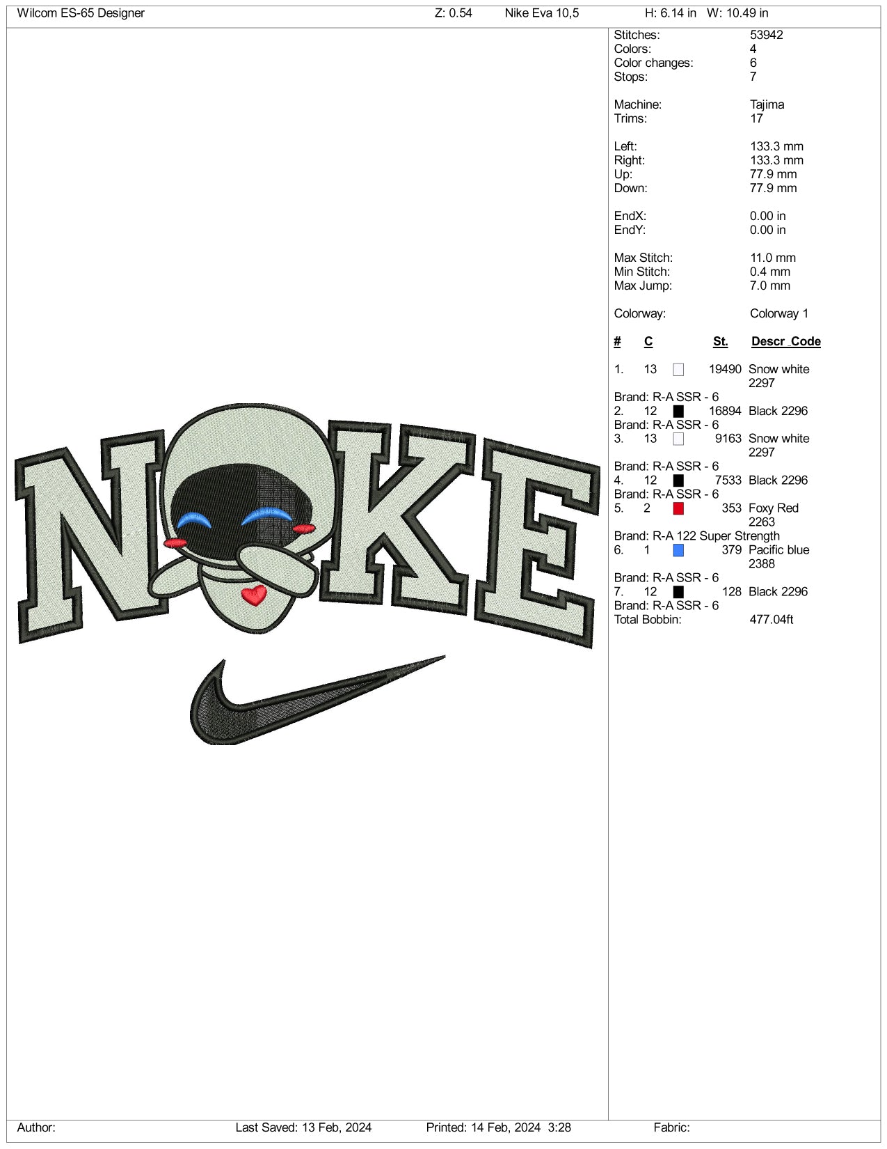 Nike Eva Embroidery Design Files - 3 Size's