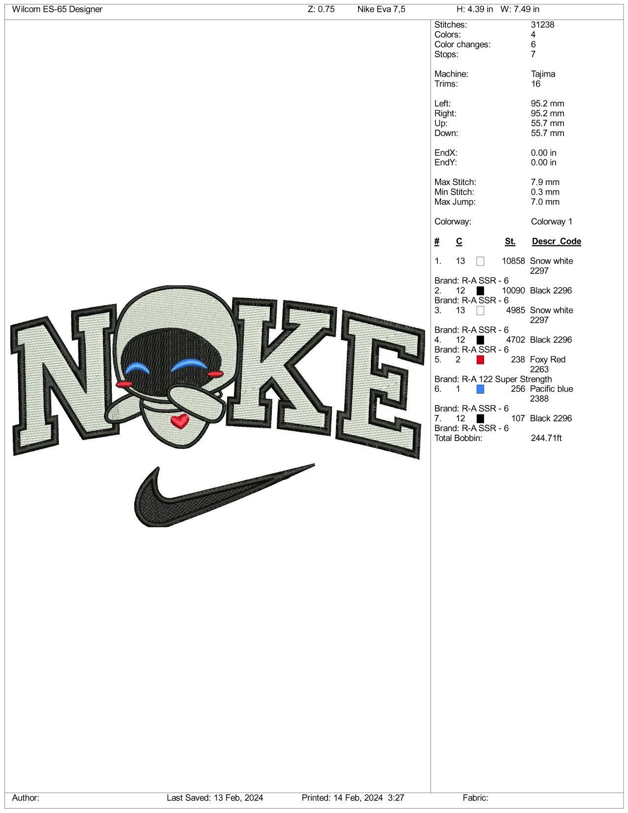 Nike Eva Embroidery Design Files - 3 Size's