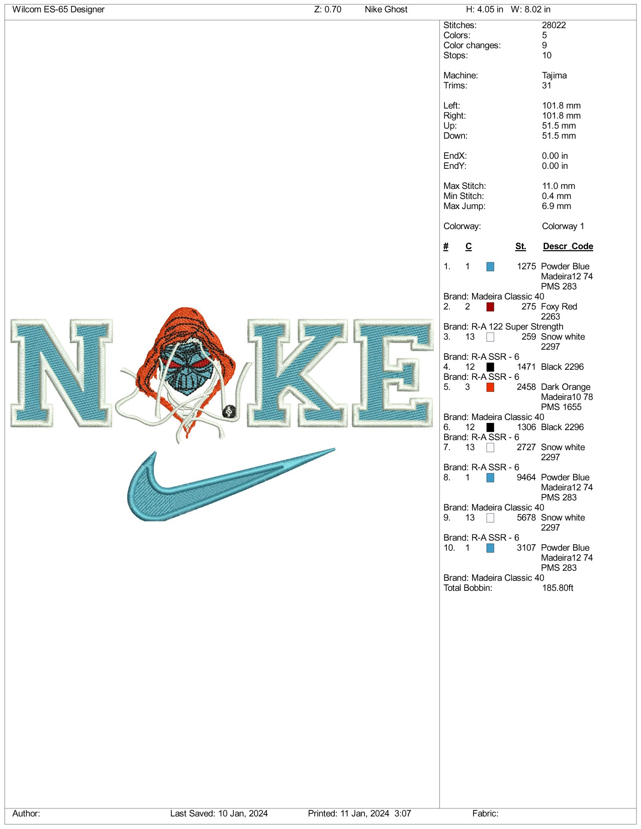 Nike Evil Embroidery Design Files - 3 Size's