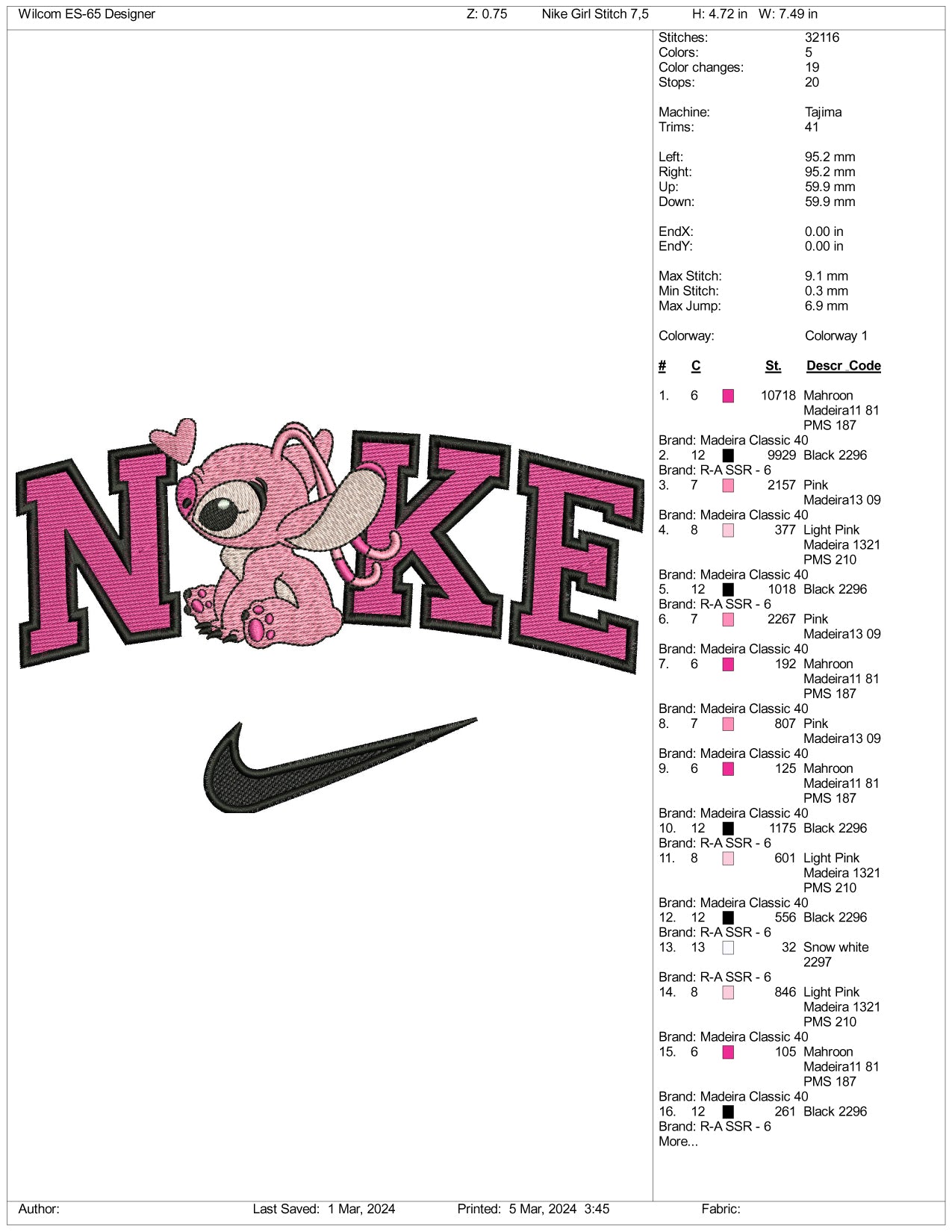 Nike Angel Embroidery Design Files - 3 Size's