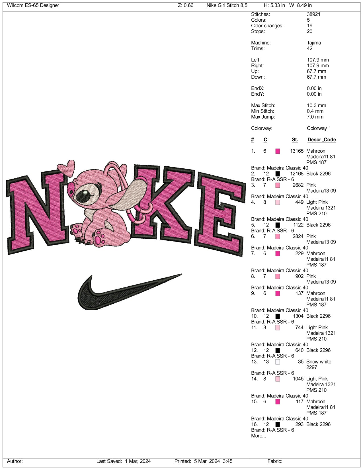 Nike Angel Embroidery Design Files - 3 Size's